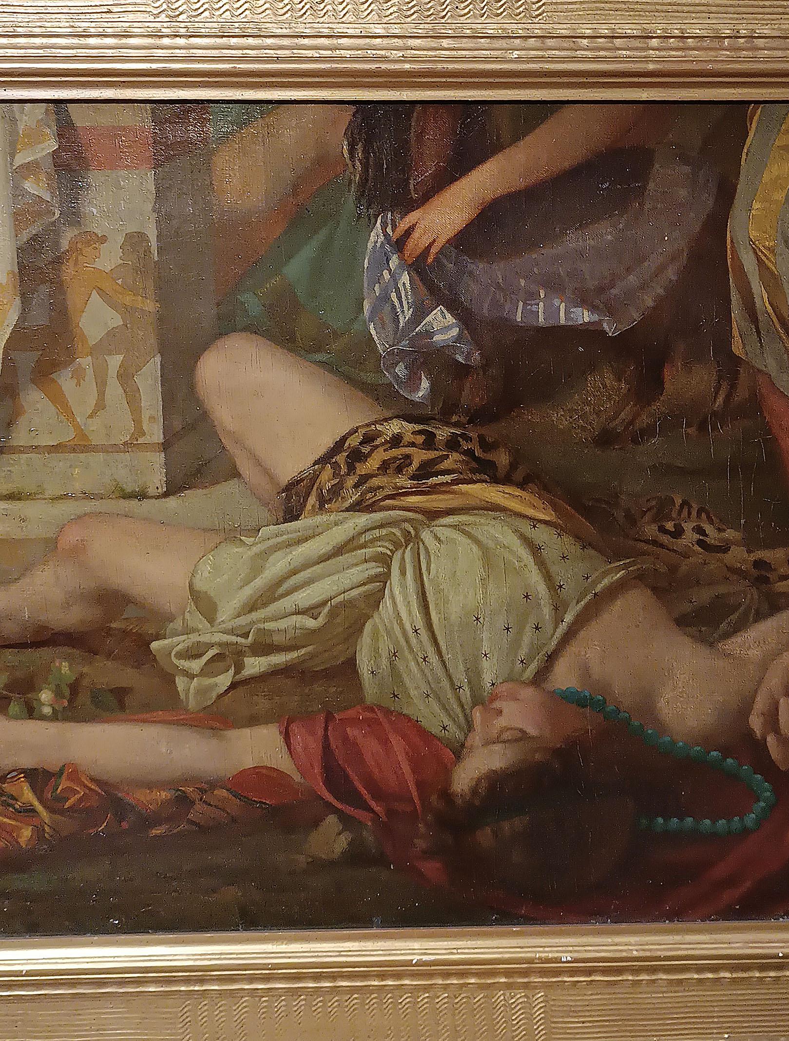 SECOND HALF OF THE 18th CENTURY PAINTING WITH A BACCHANAL SCENE (Handgeschnitzt) im Angebot