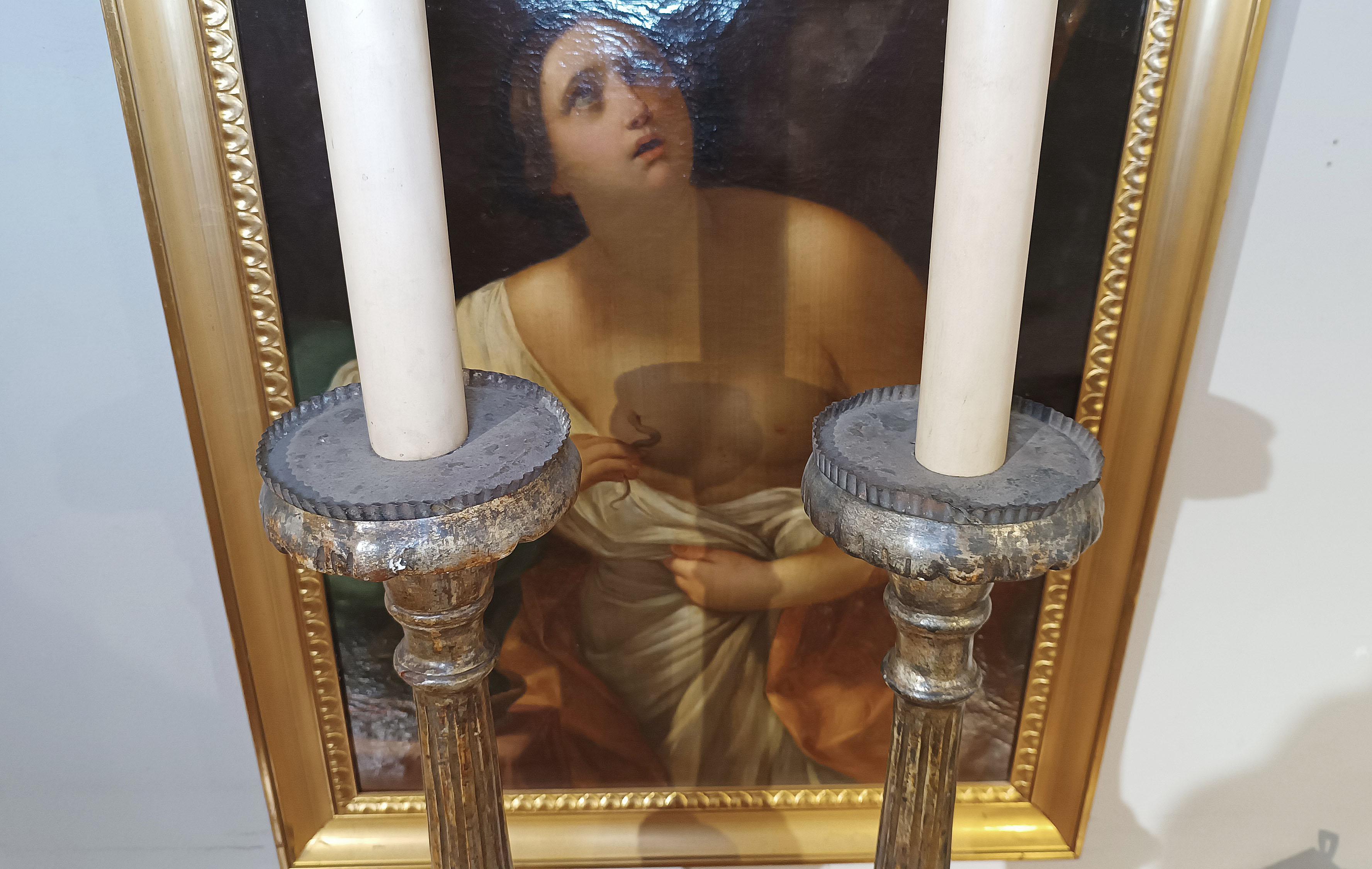 Par de candelabros de la segunda mitad del siglo xviii Hoja de plata en venta