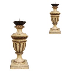 Antique SECOND HALF OF THE 18th CENTURY PAIR OF LACQUERED AND GILT CANDELABRA