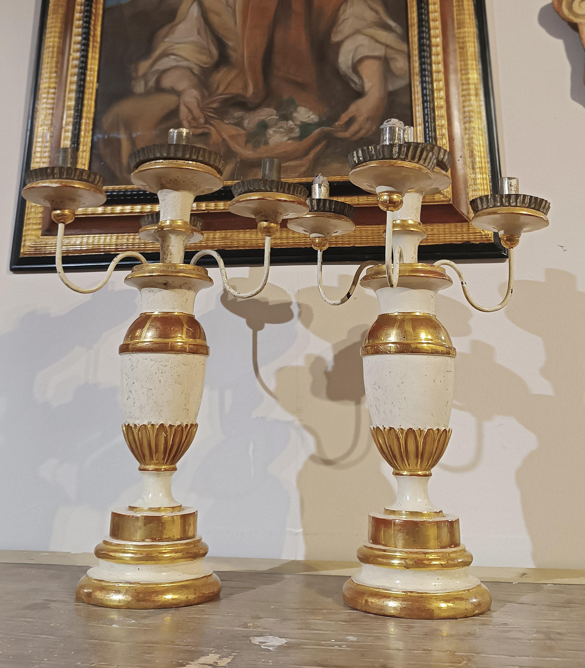 Italian SECOND HALF OF THE 18th CENTURY PAIR OF LOUIS XVI CANDLESTICKS For Sale
