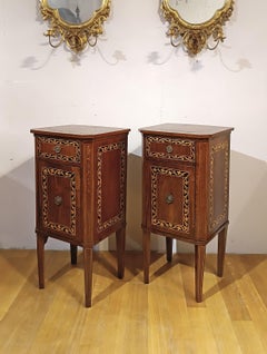 SECOND HALF OF THE 18th CENTURY PAIR OF LOUIS XVI INLAID BEDSIDE TABLES