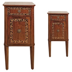 SECOND HALF OF THE 18th CENTURY PAIR OF LOUIS XVI INLAID BEDSIDE TABLES