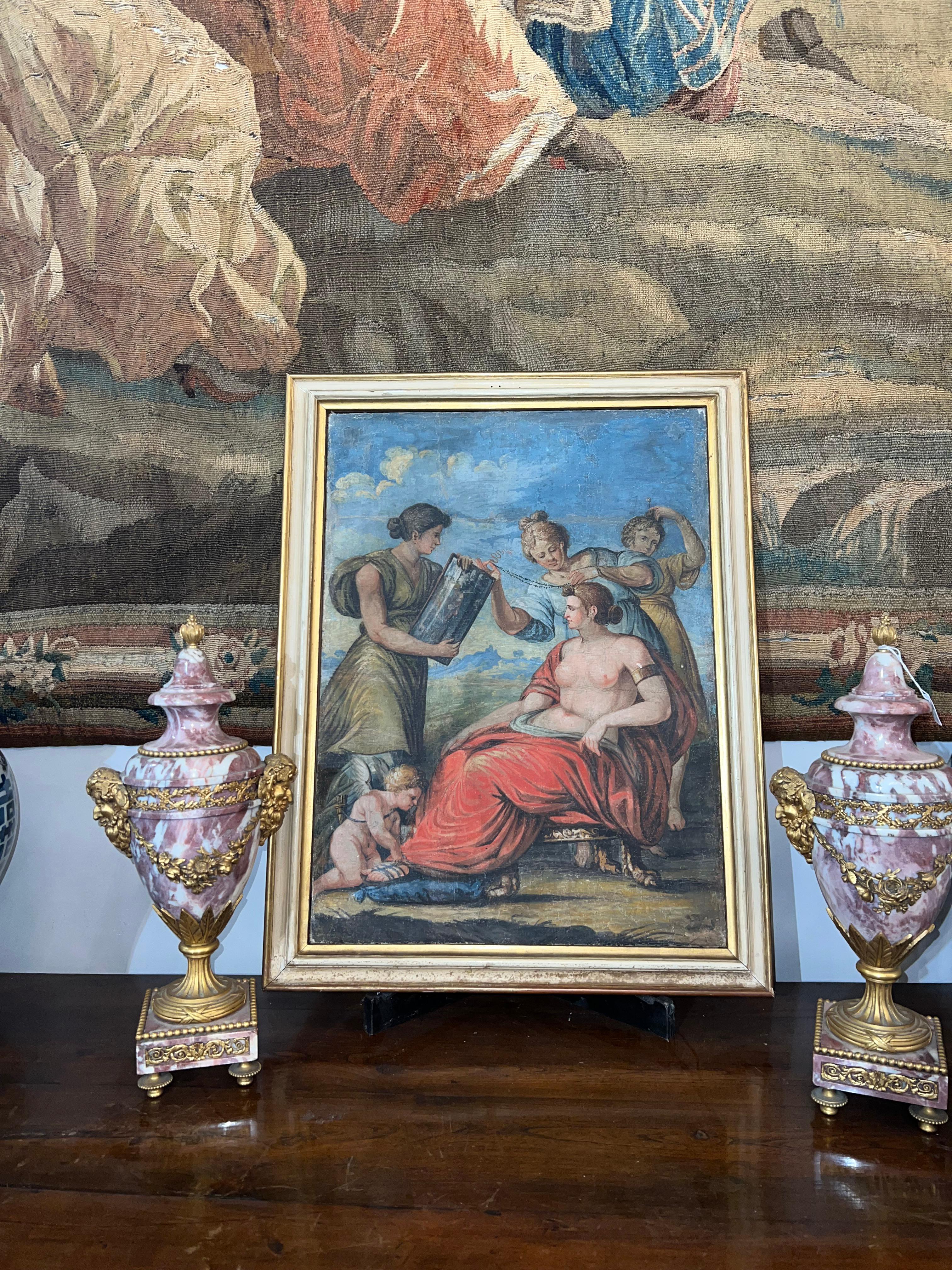 ZWEITE HÄLFTE DES 18. JAHRHUNDERTS TEMPERA AUF KANVAS VENUS BADEN im Angebot 2
