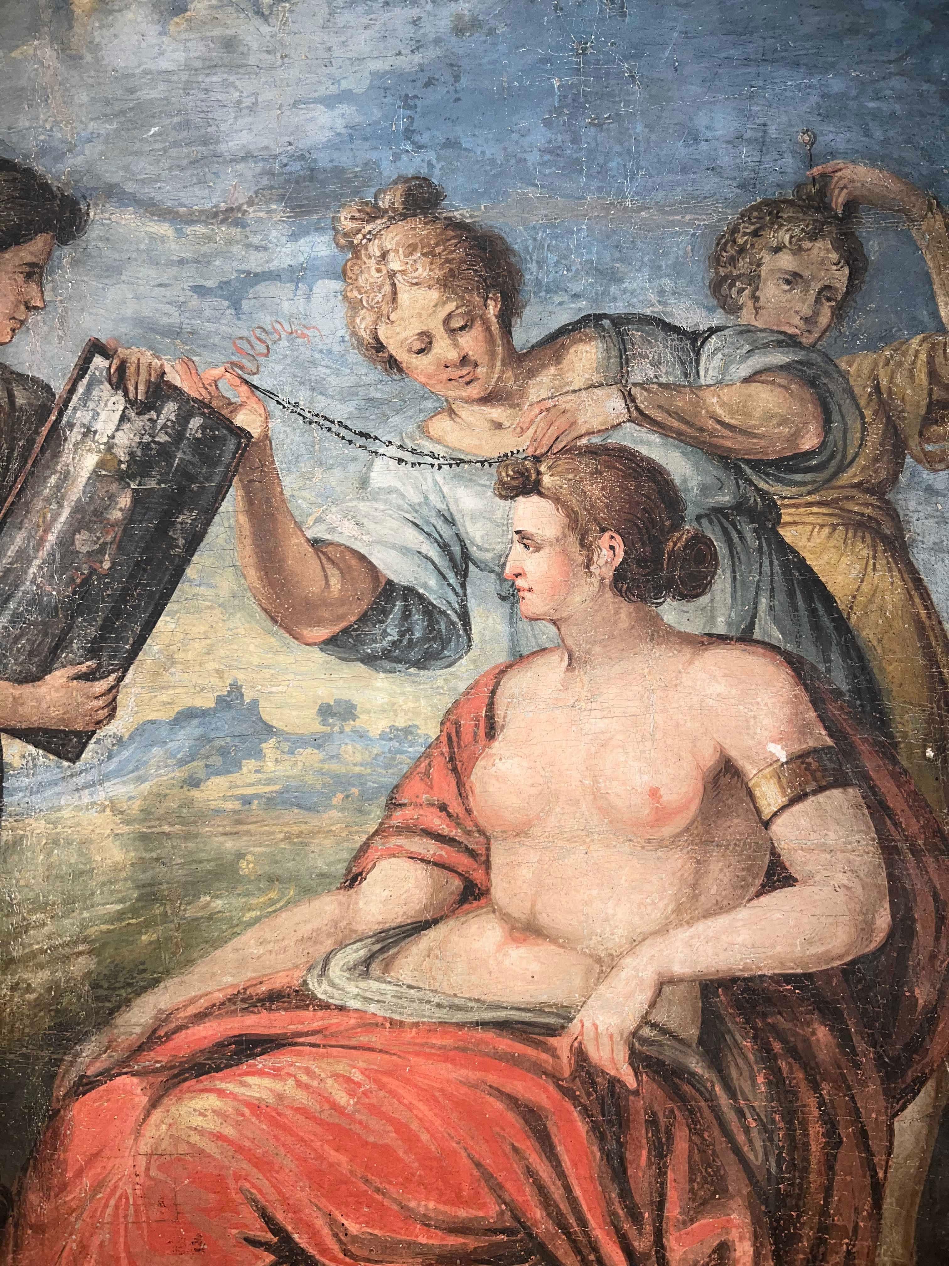 ZWEITE HÄLFTE DES 18. JAHRHUNDERTS TEMPERA AUF KANVAS VENUS BADEN (Neoklassisch) im Angebot