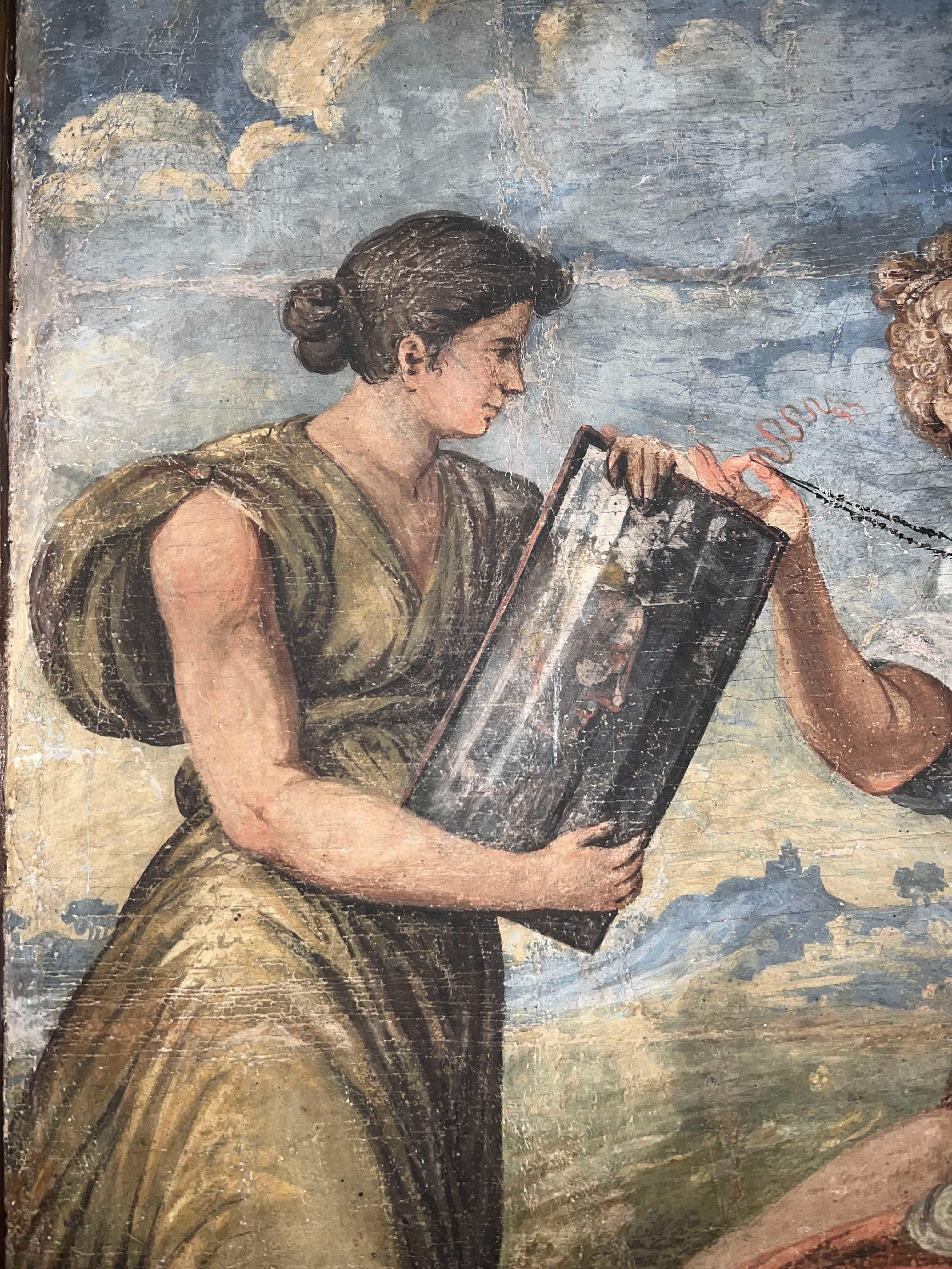 ZWEITE HÄLFTE DES 18. JAHRHUNDERTS TEMPERA AUF KANVAS VENUS BADEN (Geölt) im Angebot