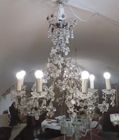 BRONZE AND CRYSTAL FLOWER CHANDELIER FROM THE SECOND HALF OF THE 19th CENTURY
