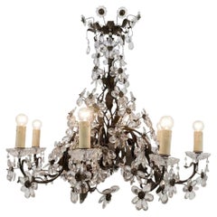 BRONZE AND CRYSTAL FLOWER CHANDELIER FROM THE SECOND HALF OF THE 19th CENTURY