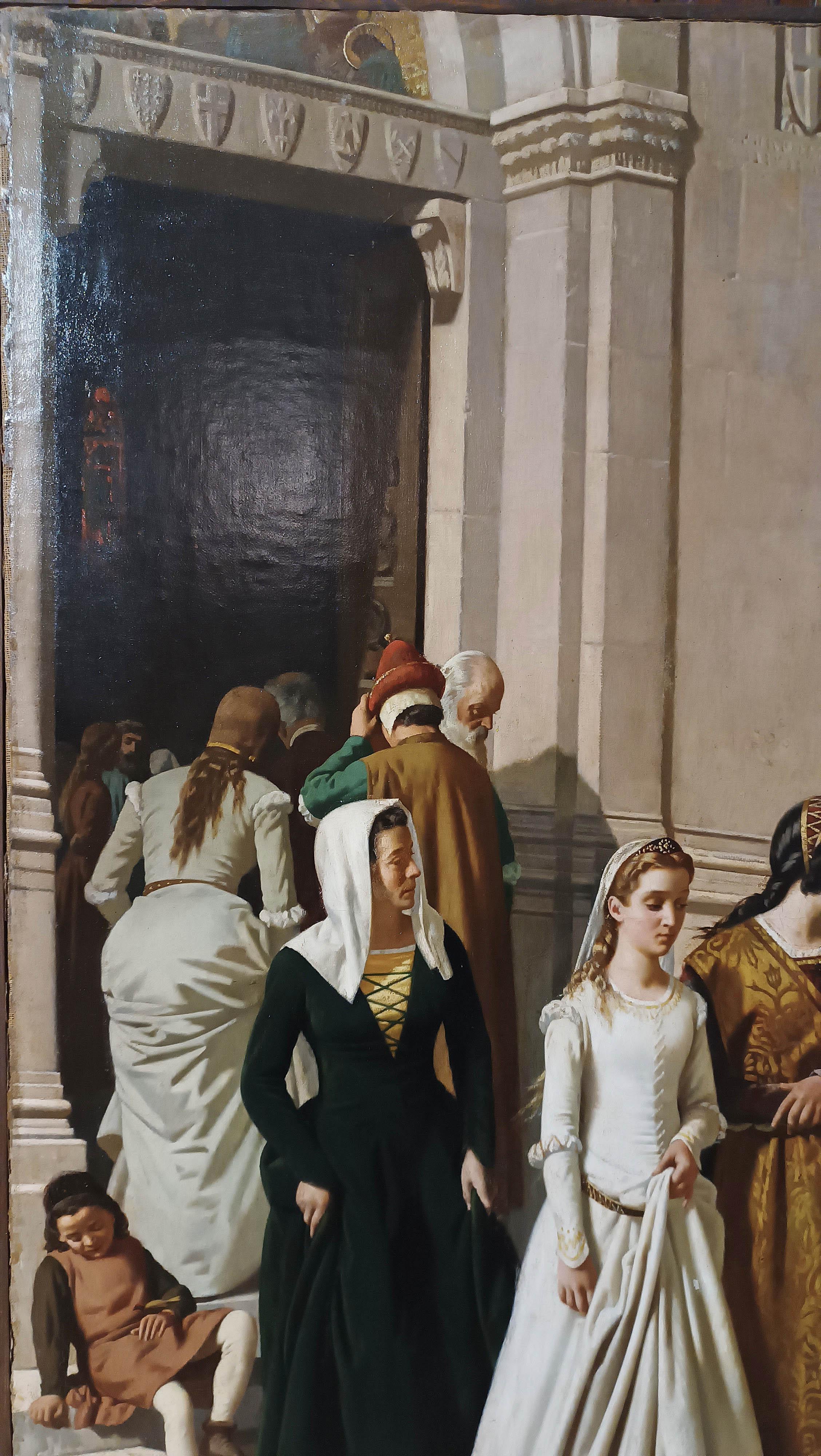 ZWEITE HÄLFTE DES 19. JAHRHUNDERTS DANTE UND BEATRICE MALEREI VON RAFFAELE SORBI (Italian) im Angebot