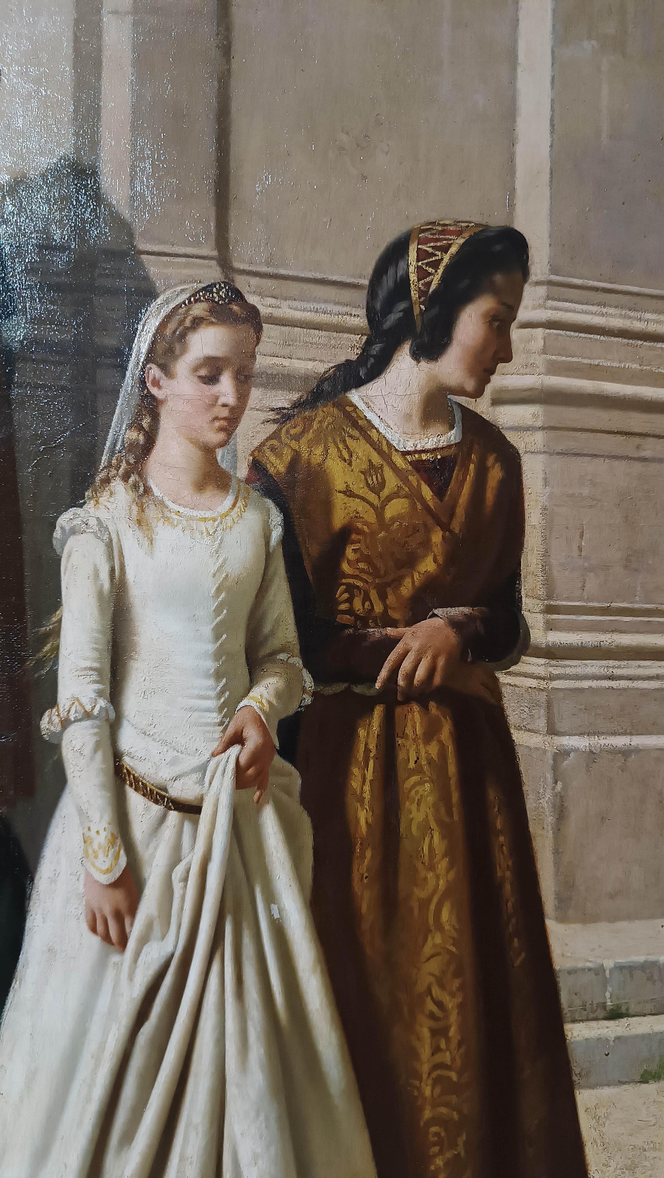 ZWEITE HÄLFTE DES 19. JAHRHUNDERTS DANTE UND BEATRICE MALEREI VON RAFFAELE SORBI im Zustand „Gut“ im Angebot in Firenze, FI