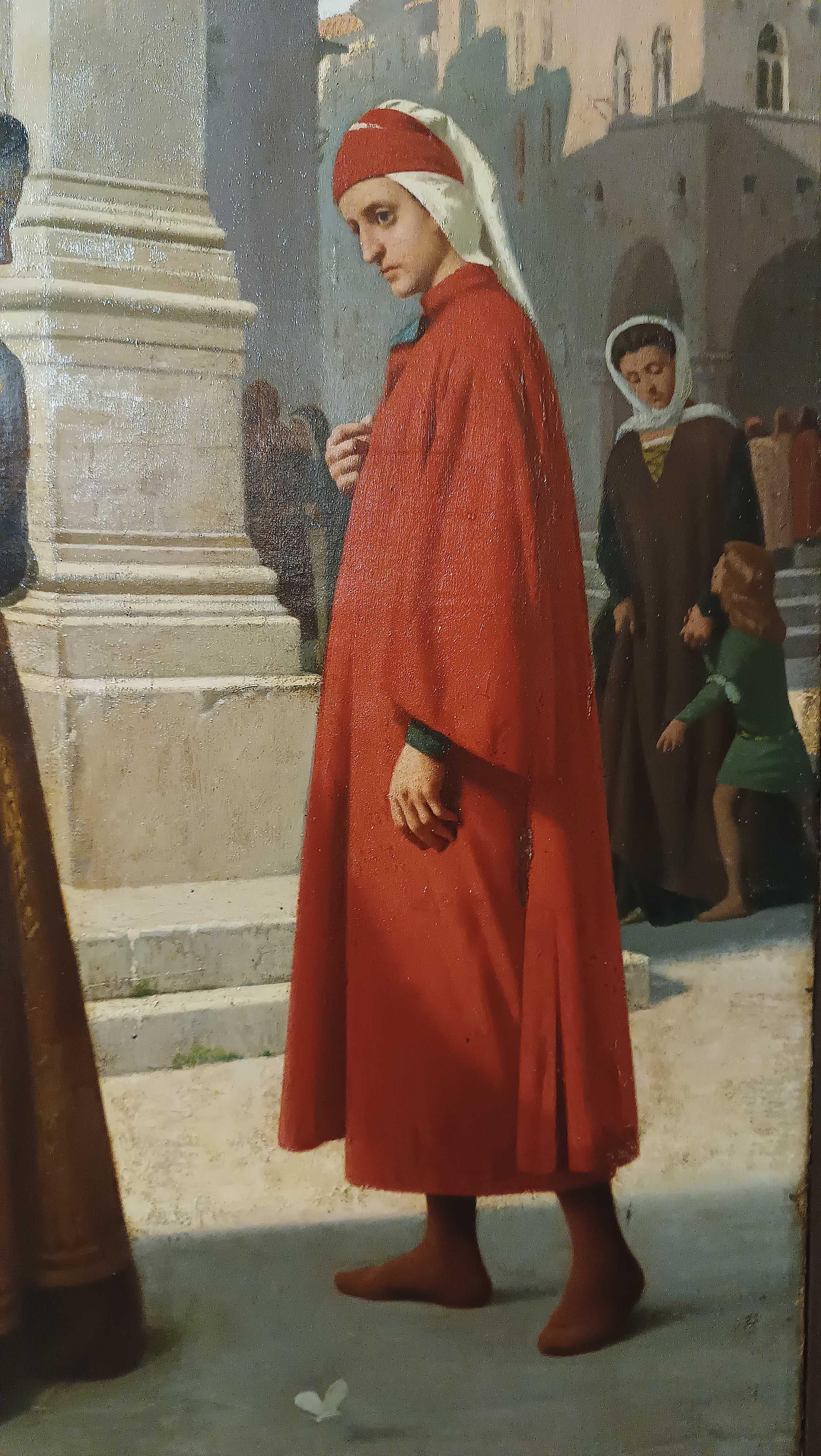 ZWEITE HÄLFTE DES 19. JAHRHUNDERTS DANTE UND BEATRICE MALEREI VON RAFFAELE SORBI (Leinwand) im Angebot