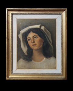 SECOND HALF OF THE 19th CENTURY ESPOSITO'S PORTRAIT OF A YOUNG WOMAN