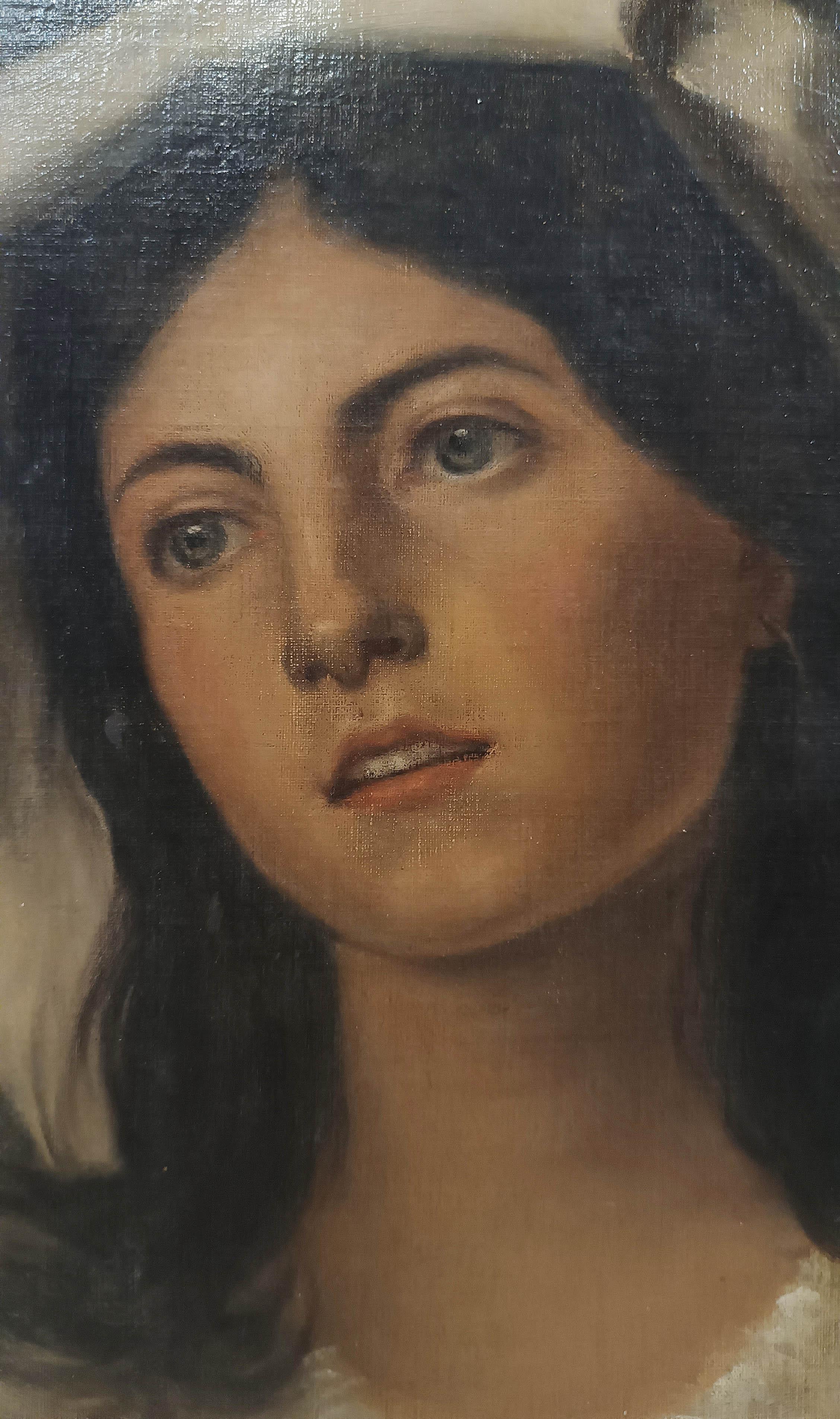Intagliato a mano SECOND HALF OF THE 19th CENTURY ESPOSITO’S PORTRAIT OF A YOUNG WOMAN in vendita