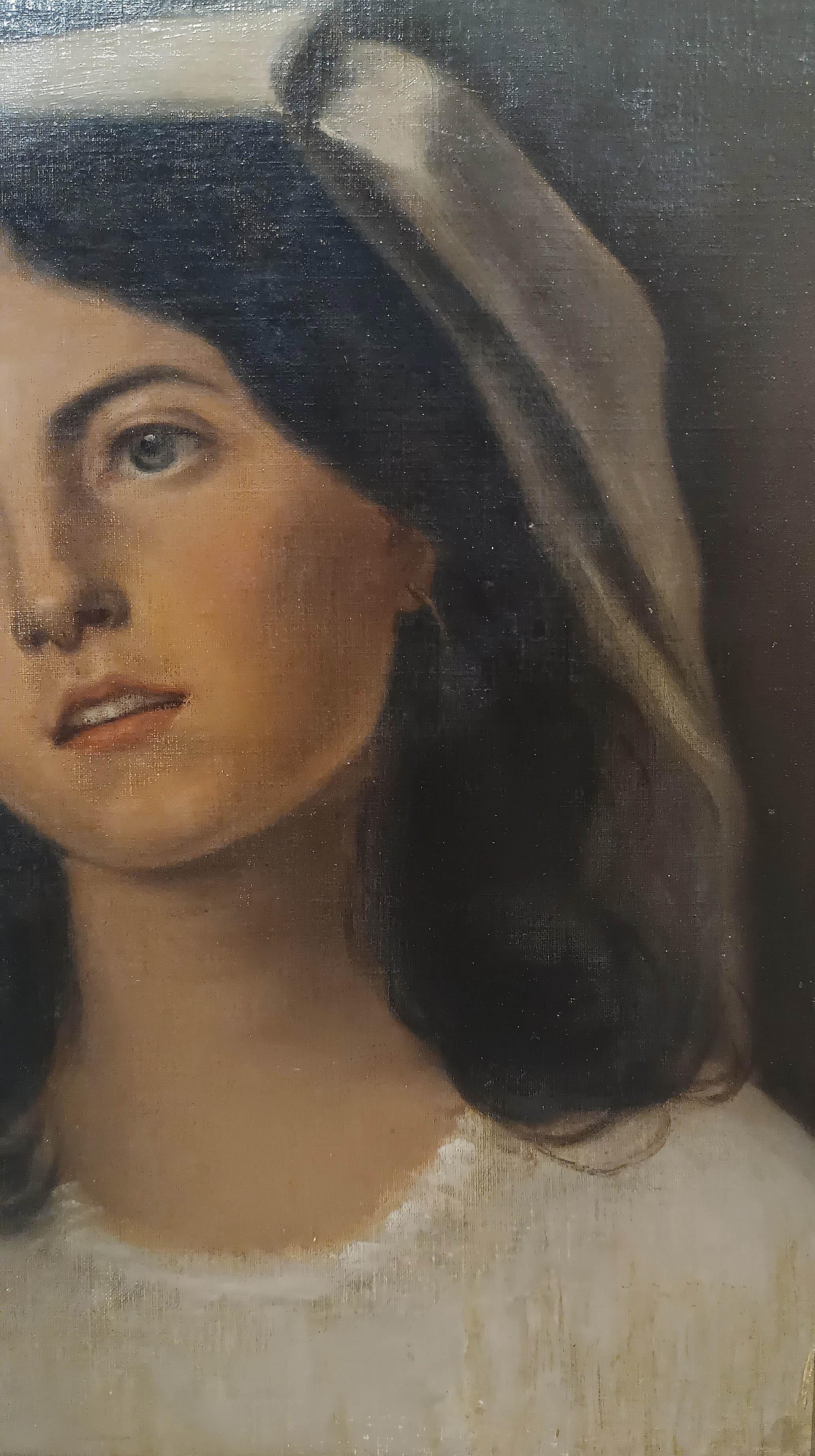 19th Century SECOND HALF OF THE 19th CENTURY ESPOSITO’S PORTRAIT OF A YOUNG WOMAN in vendita