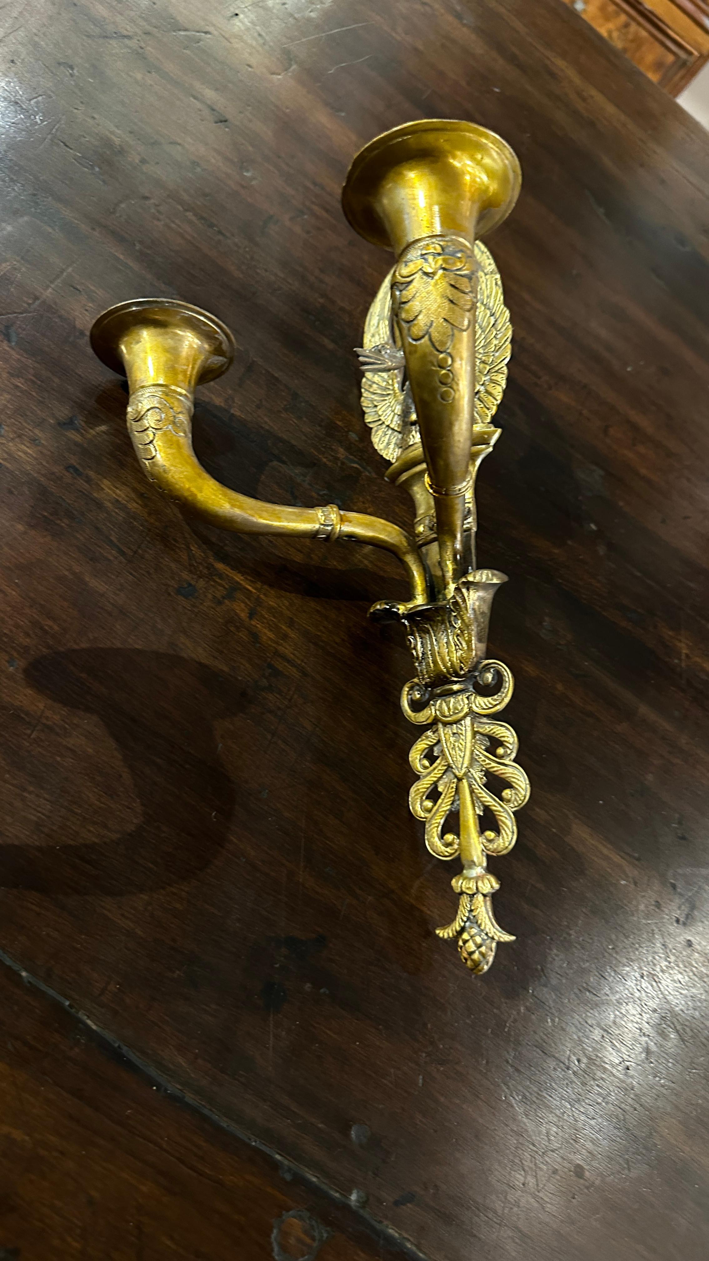 SECOND HALF OF THE 19th CENTURY GOLDEN BRONZE EMPIRE APPLIQUES  In Good Condition For Sale In Firenze, FI