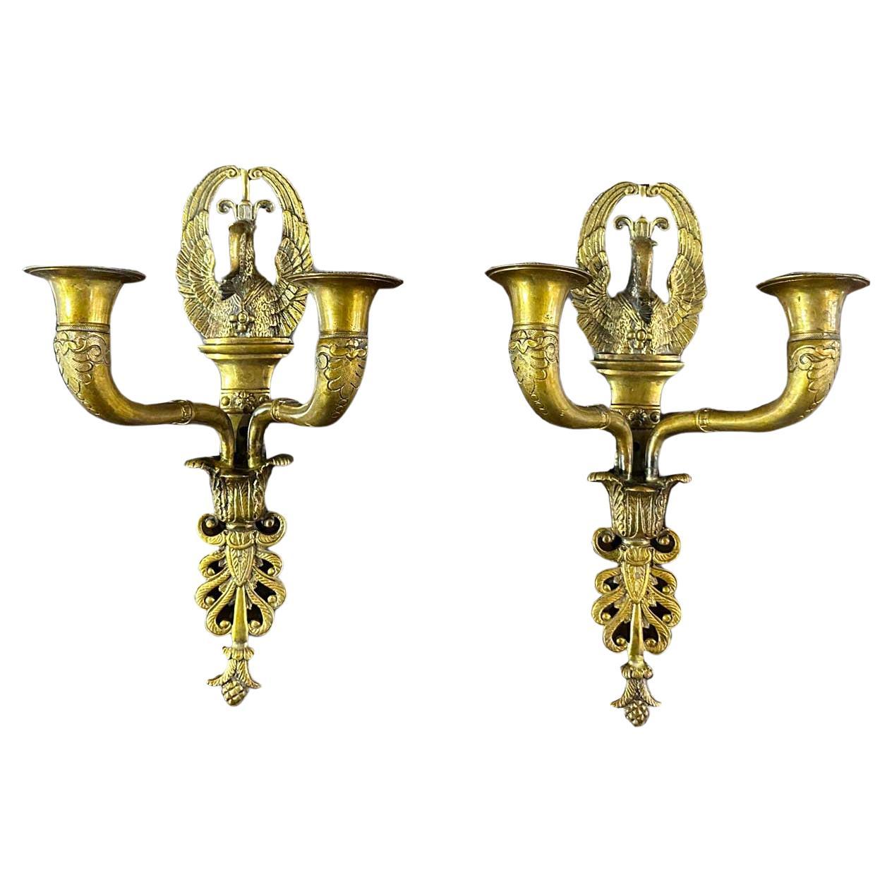 SECOND HALF OF THE 19th CENTURY GOLDEN BRONZE EMPIRE APPLIQUES  For Sale