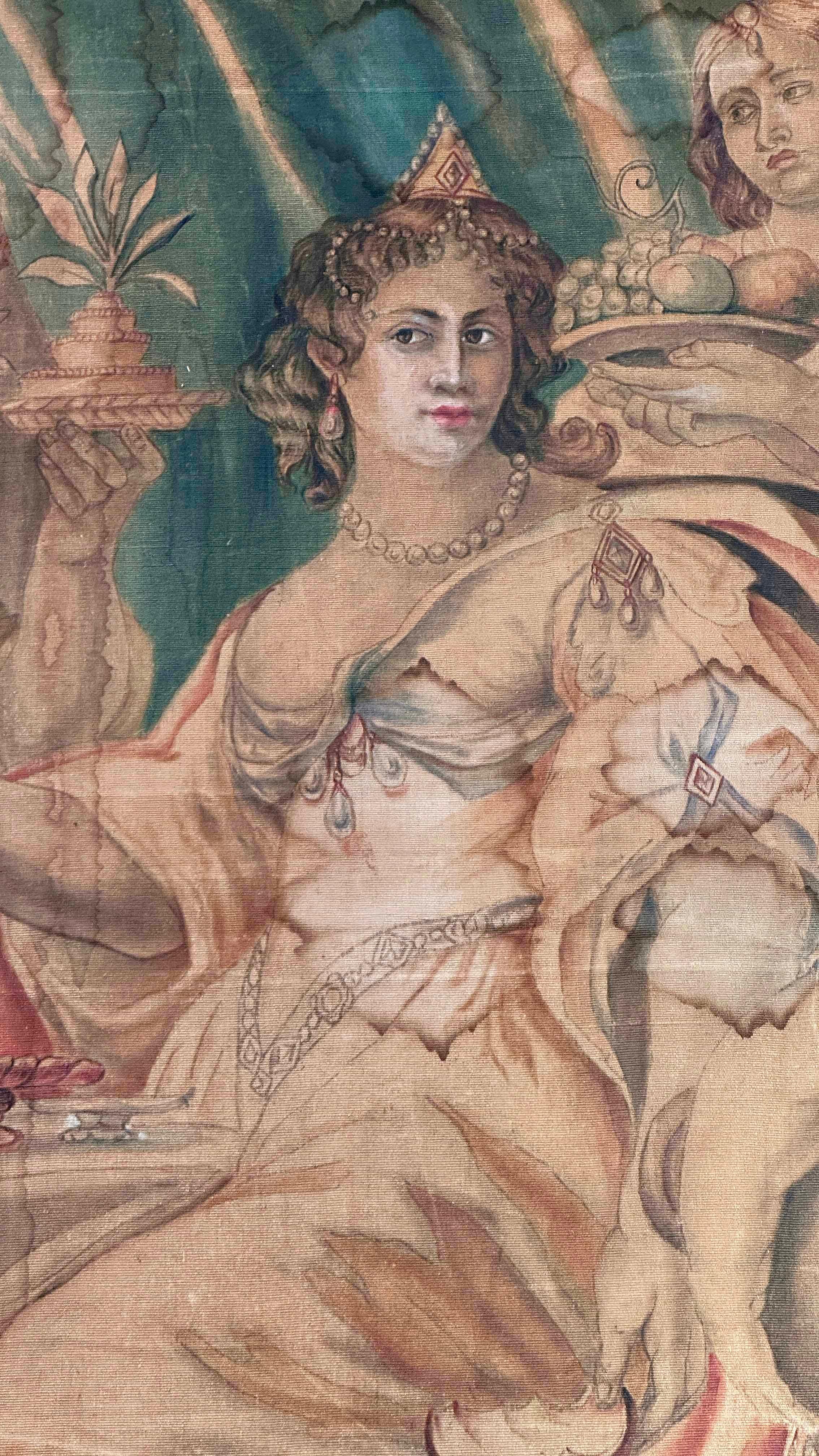 Neorinascimentale SECOND HALF OF THE 19th CENTURY LARGE PAINTING WITH ANTHONY AND CLEOPATRA in vendita
