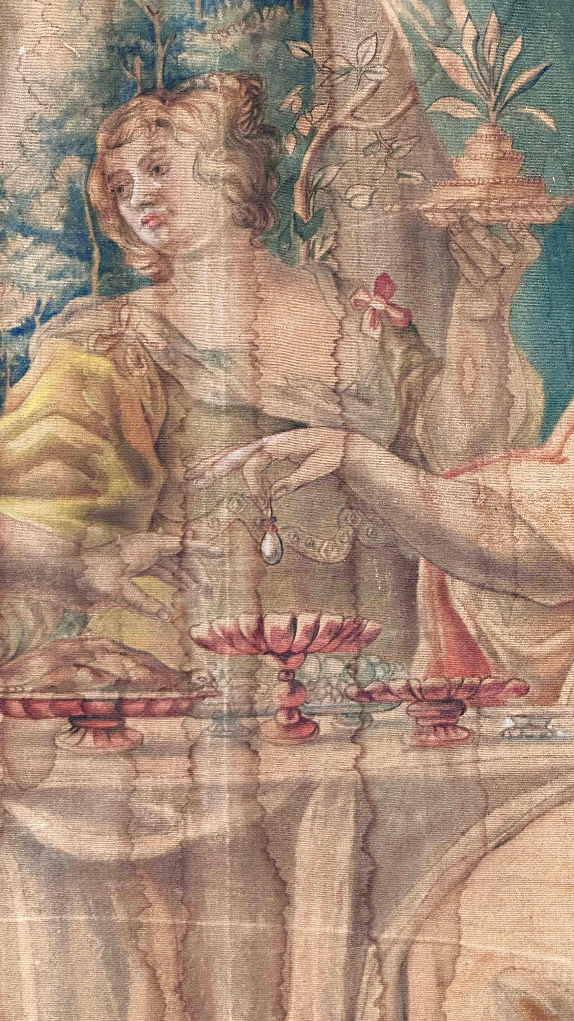 SECOND HALF OF THE 19th CENTURY LARGE PAINTING WITH ANTHONY AND CLEOPATRA In condizioni buone in vendita a Firenze, FI