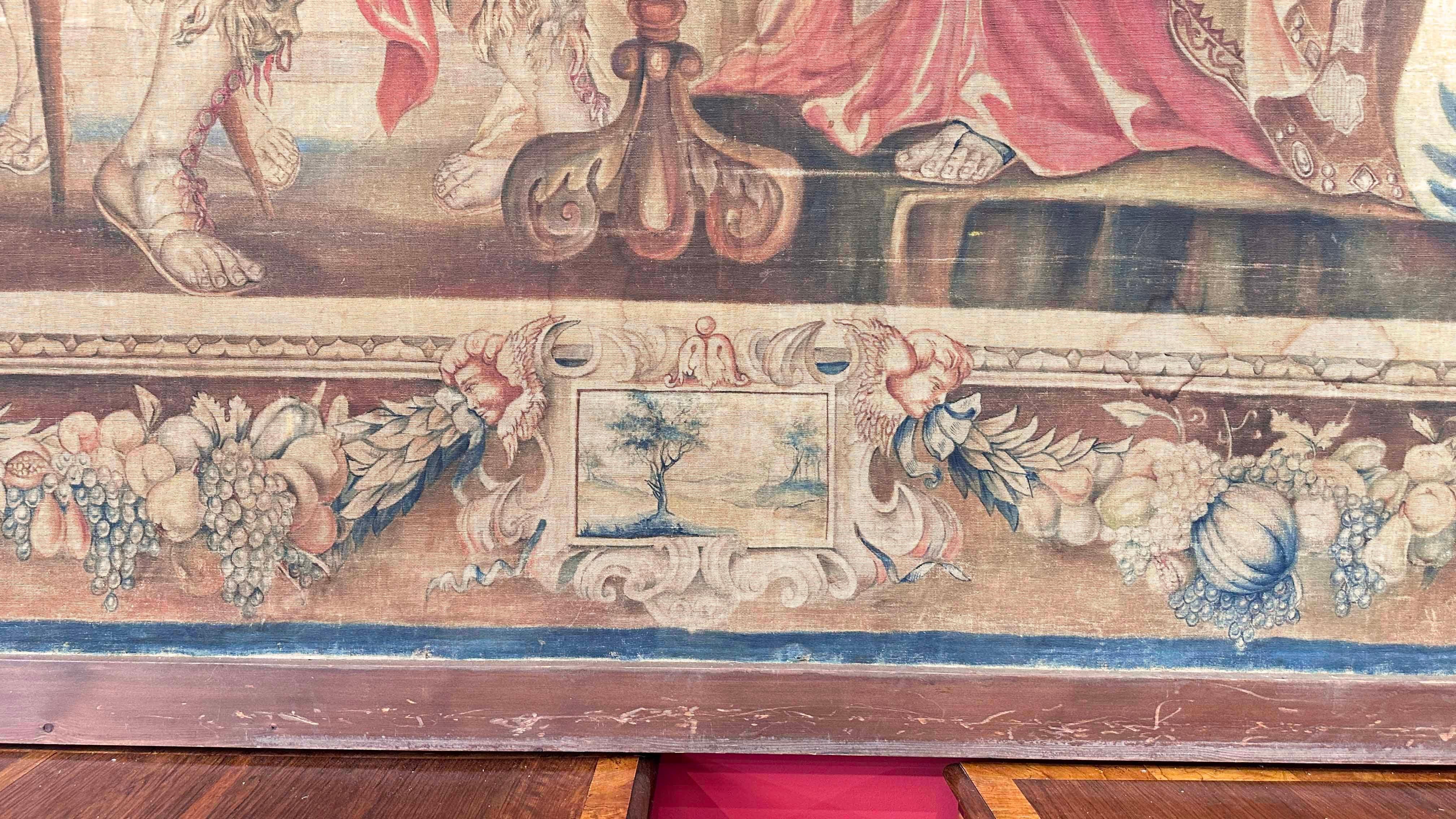 Tela SECOND HALF OF THE 19th CENTURY LARGE PAINTING WITH ANTHONY AND CLEOPATRA in vendita