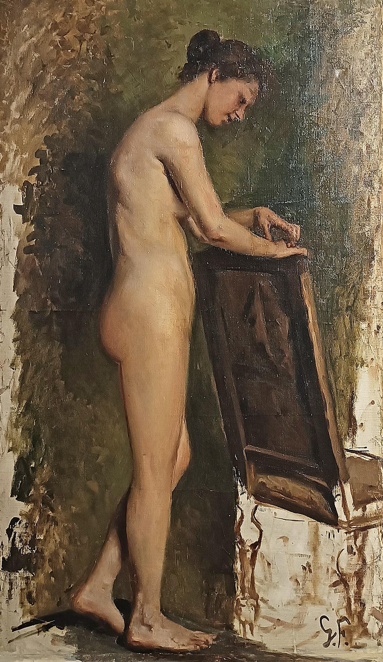 SEGUNDA MITAD DEL SIGLO XIX PINTURA DE UNA MUJER DESNUDA Italiano en venta