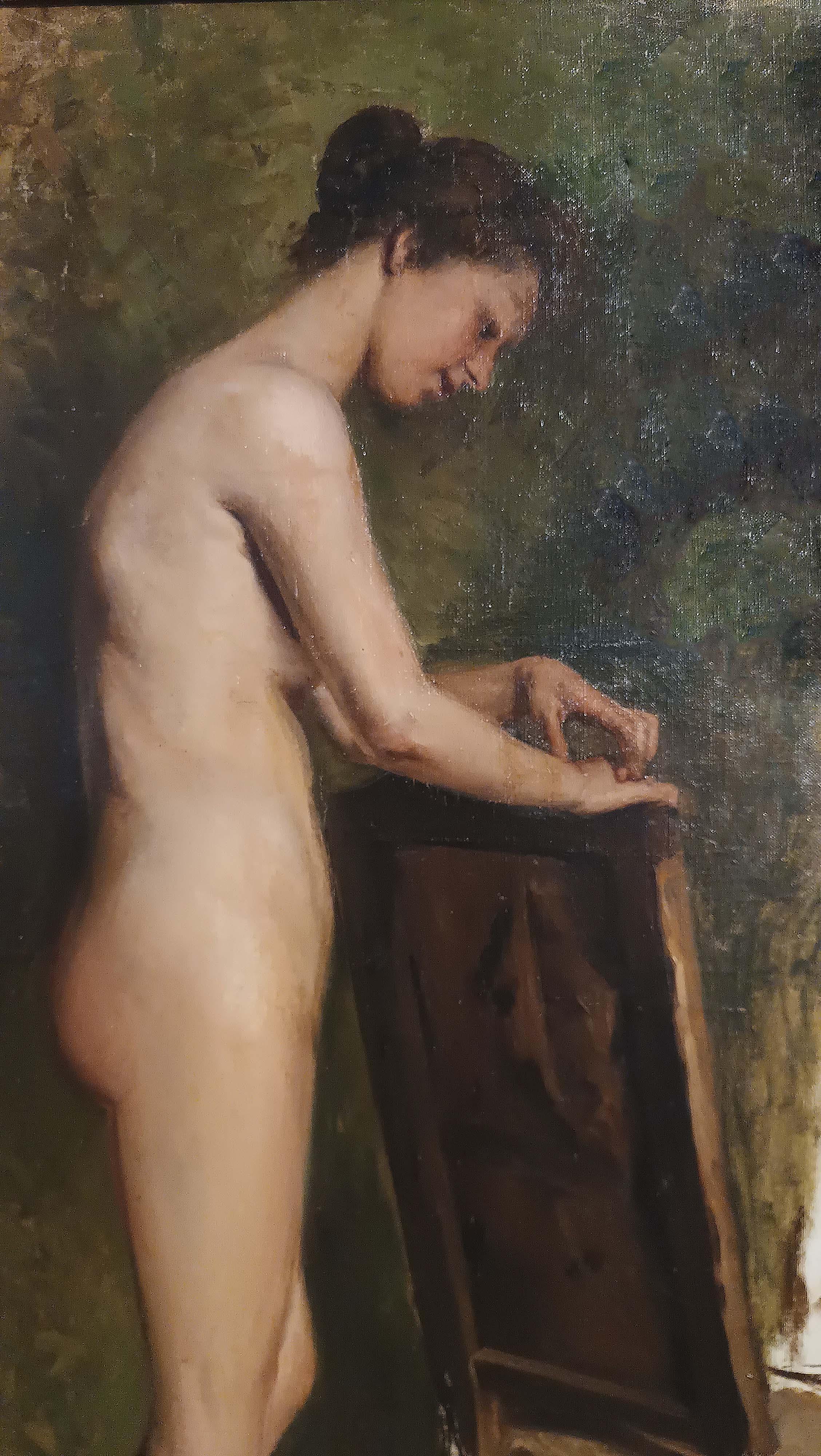 SEGUNDA MITAD DEL SIGLO XIX PINTURA DE UNA MUJER DESNUDA Pintado a mano en venta