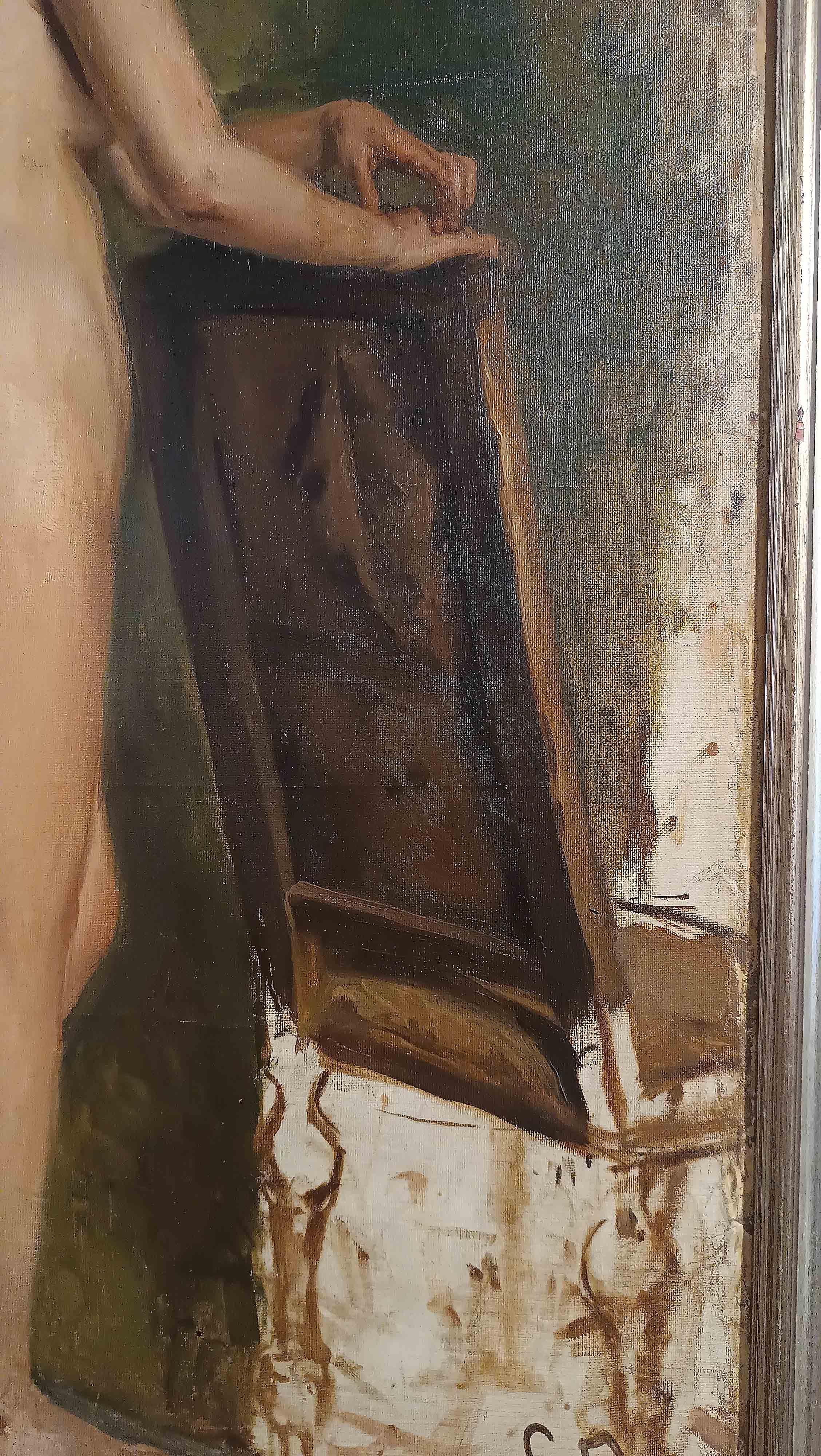 SEGUNDA MITAD DEL SIGLO XIX PINTURA DE UNA MUJER DESNUDA Madera en venta