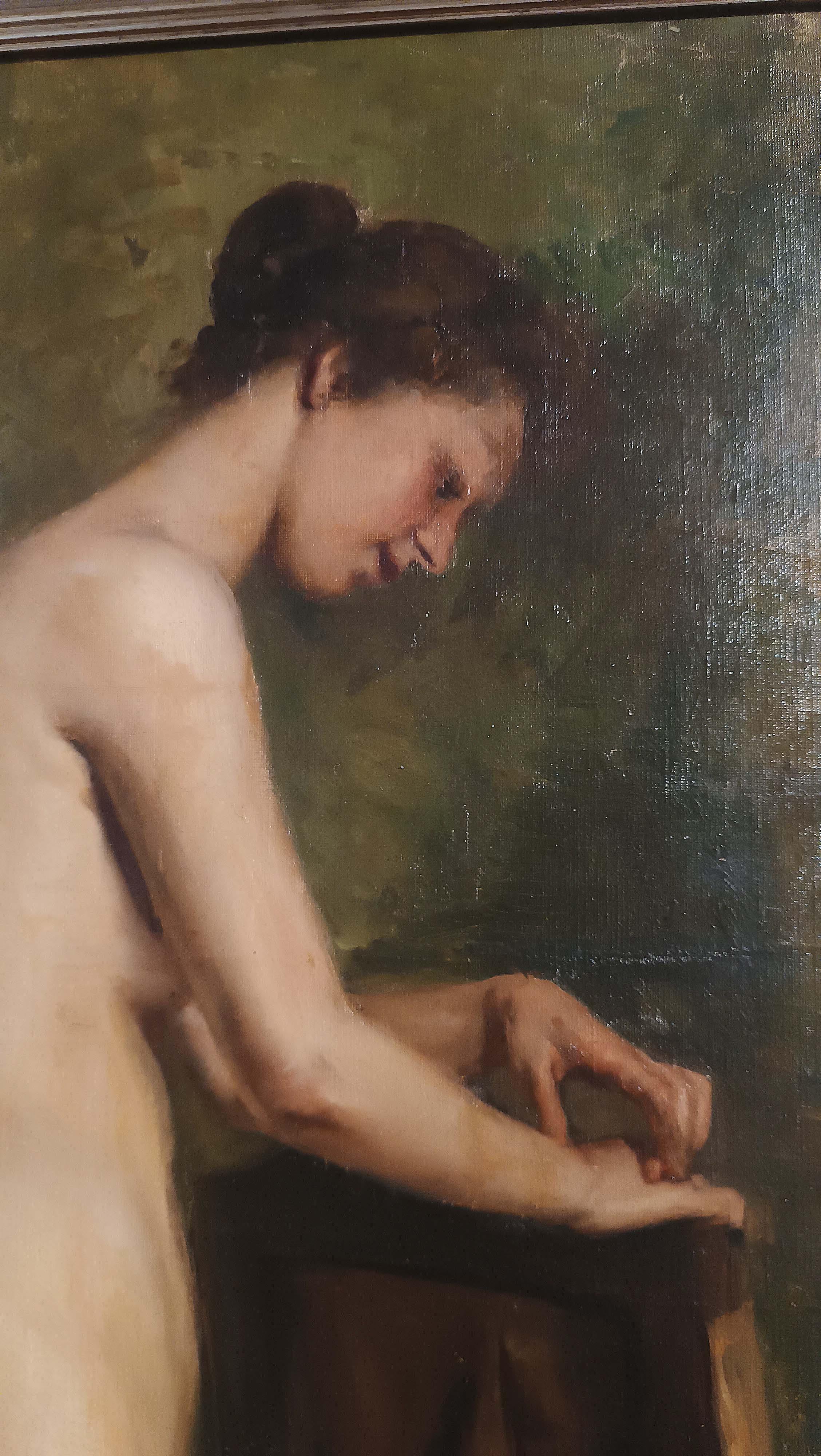 SEGUNDA MITAD DEL SIGLO XIX PINTURA DE UNA MUJER DESNUDA en venta 1