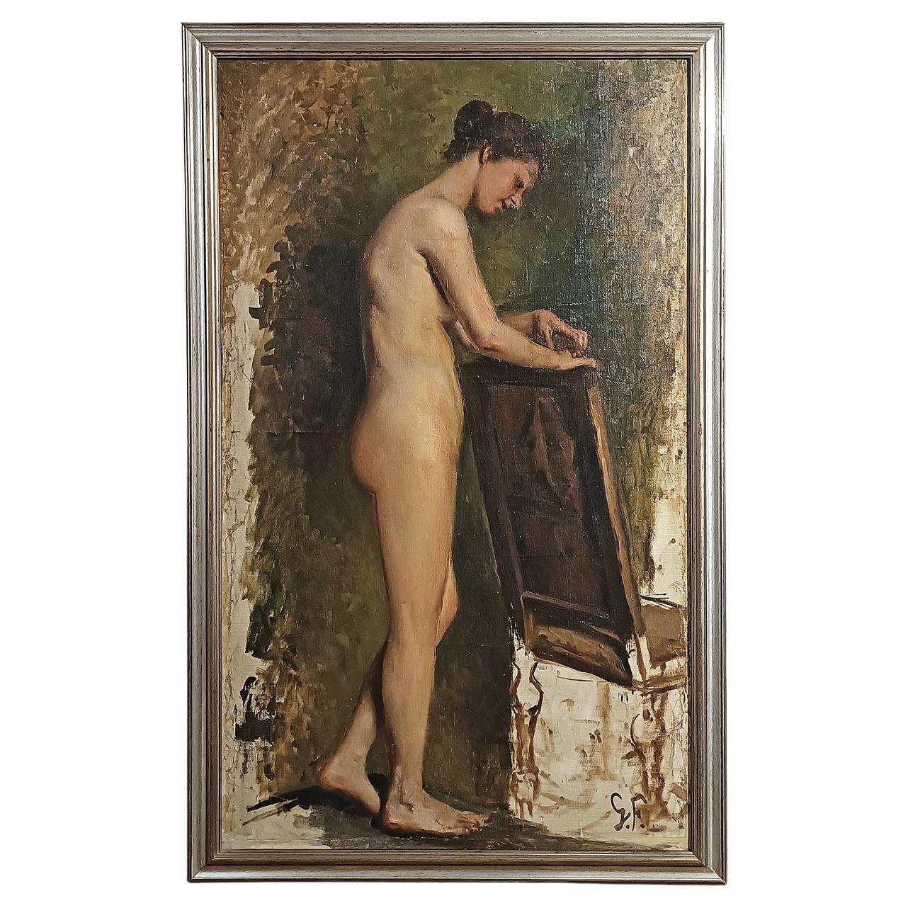 ZWEITE HÄLFTE DES 19. JAHRHUNDERTS GEMÄLDE EINER NACKTEN FRAU