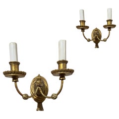 SECOND HALF OF THE 19th CENTURY PAIR OF GILDED WOOD WALL LIGHTS