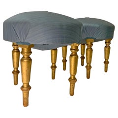 Antique SECOND HALF OF THE 19th CENTURY PAIR OF GOLDEN BENCHES 