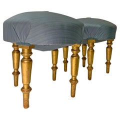 SECOND HALF OF THE 19th CENTURY PAIR OF GOLDEN SMALL BENCHES