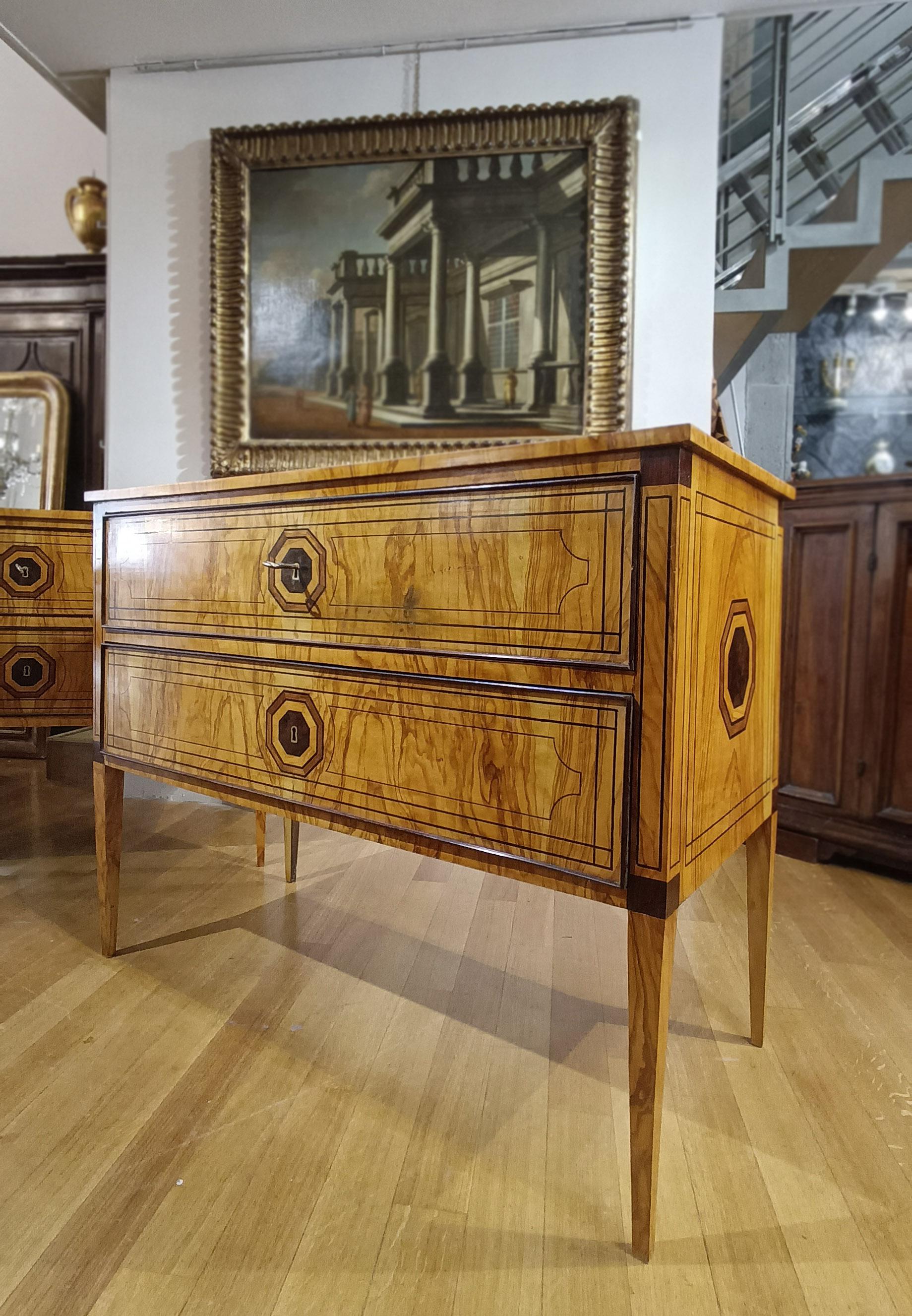 Neoclassico SECOND HALF OF THE 19th CENTURY PAIR OF NEOCLASSICAL-STYLE CHEST OF DRAWERS in vendita