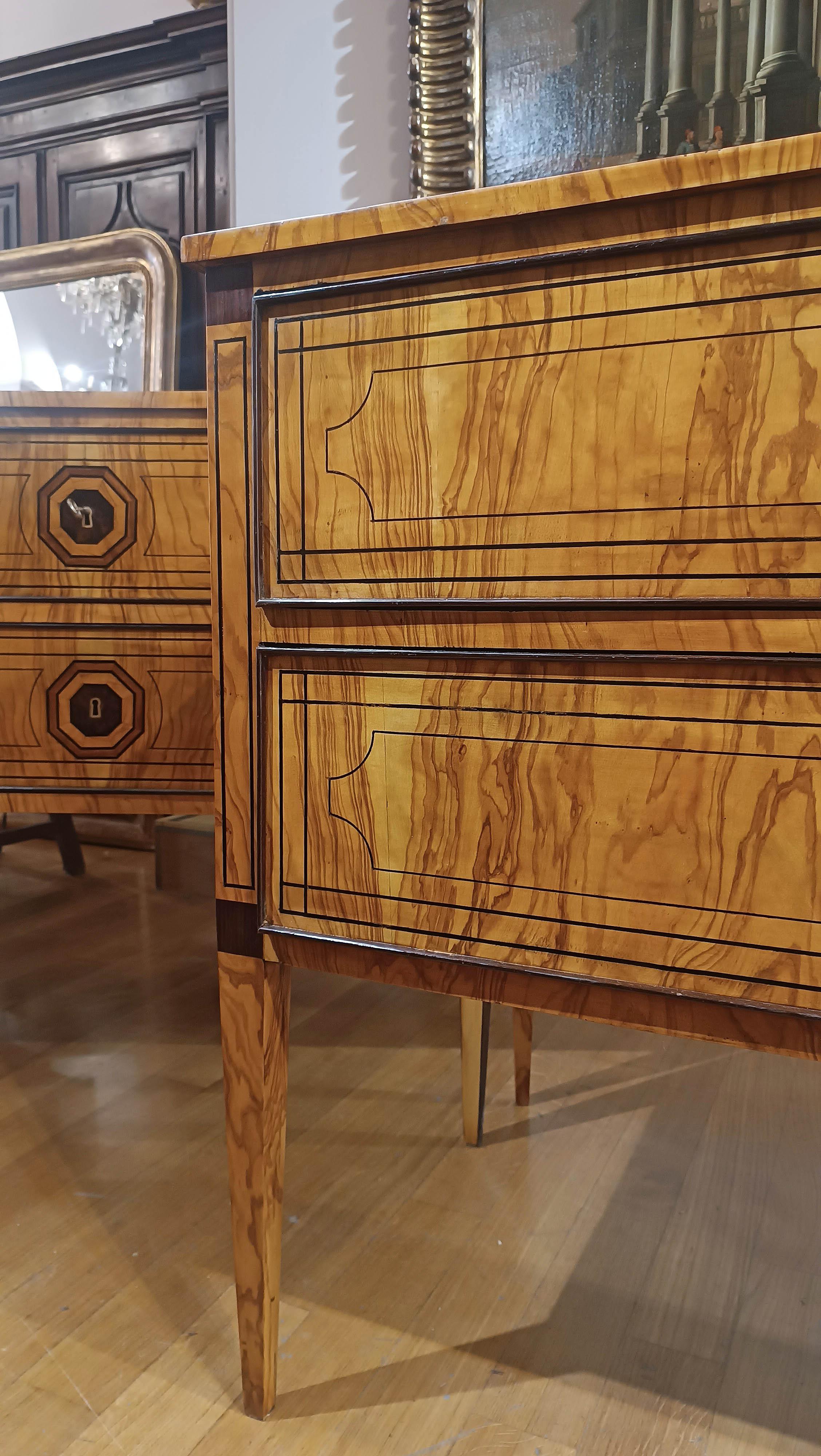 19th Century SECOND HALF OF THE 19th CENTURY PAIR OF NEOCLASSICAL-STYLE CHEST OF DRAWERS in vendita