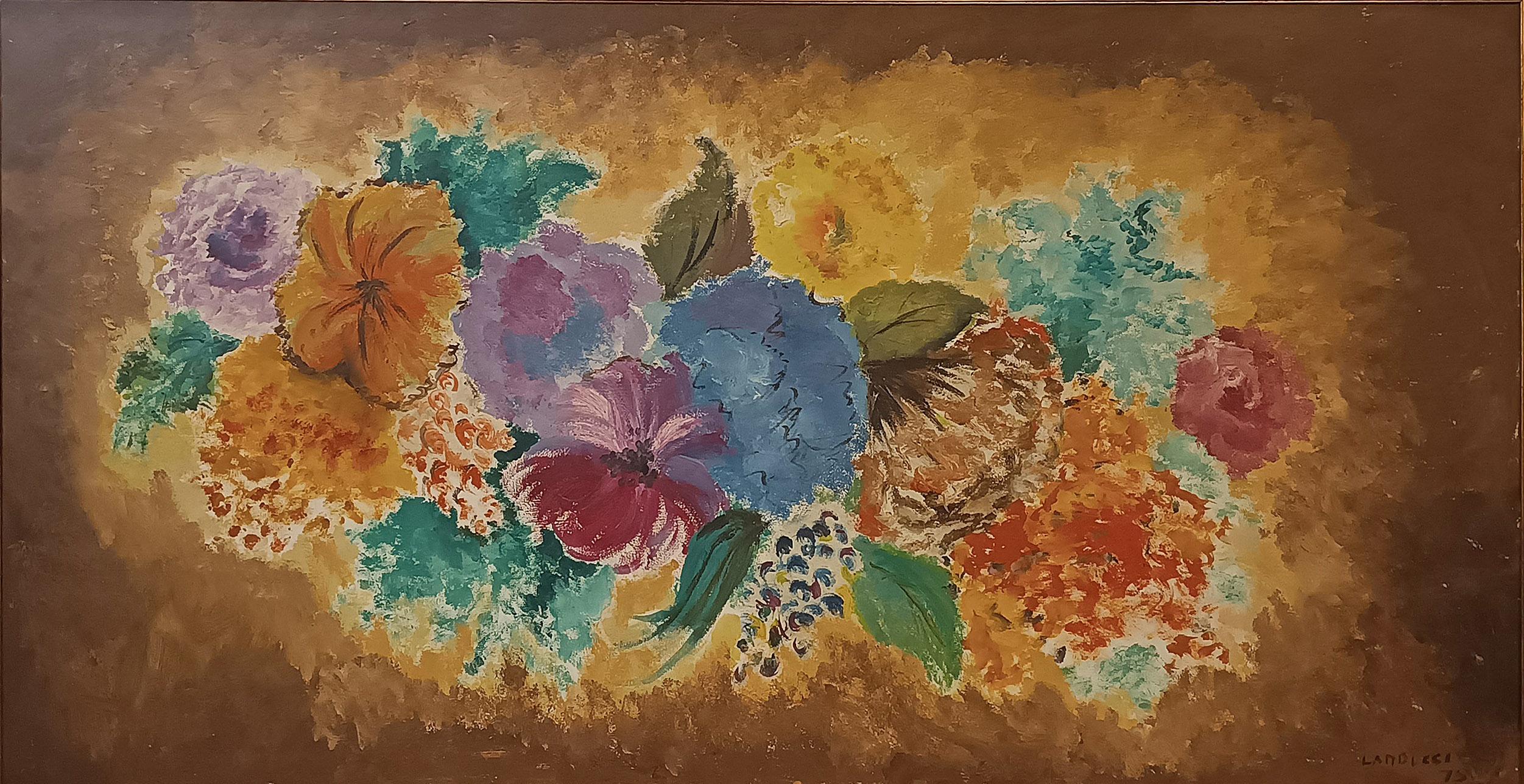 ZWEITE HÄLFTE DES 20. JAHRHUNDERTS MALEREI MIT BLUMEN (Italian) im Angebot