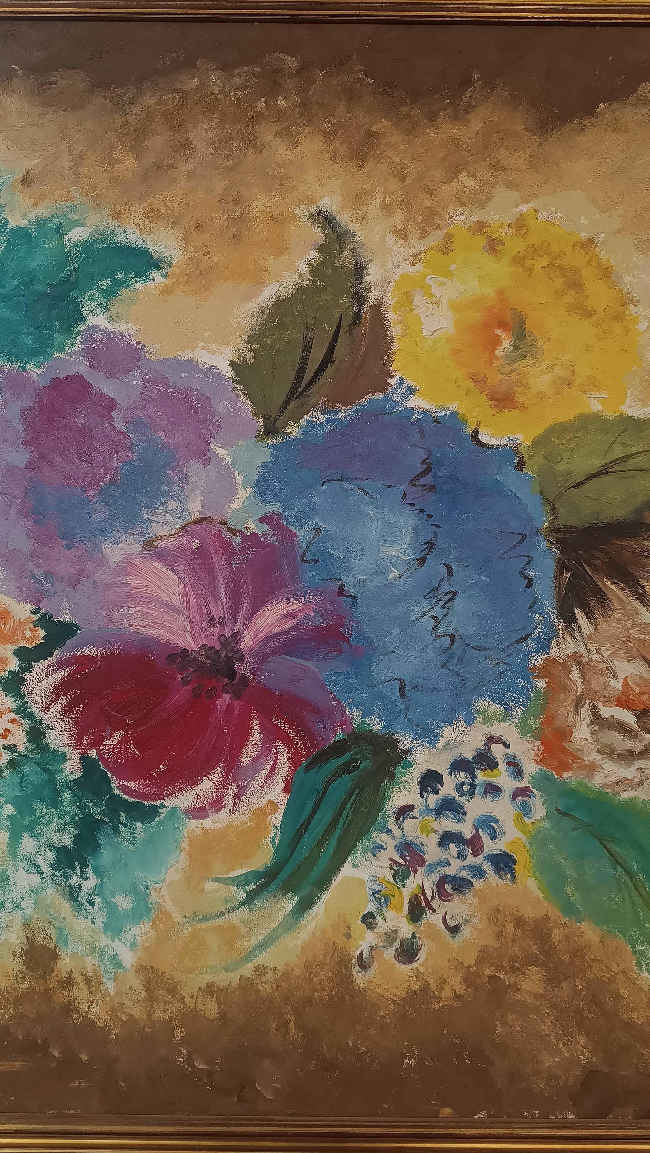 ZWEITE HÄLFTE DES 20. JAHRHUNDERTS MALEREI MIT BLUMEN im Zustand „Gut“ im Angebot in Firenze, FI
