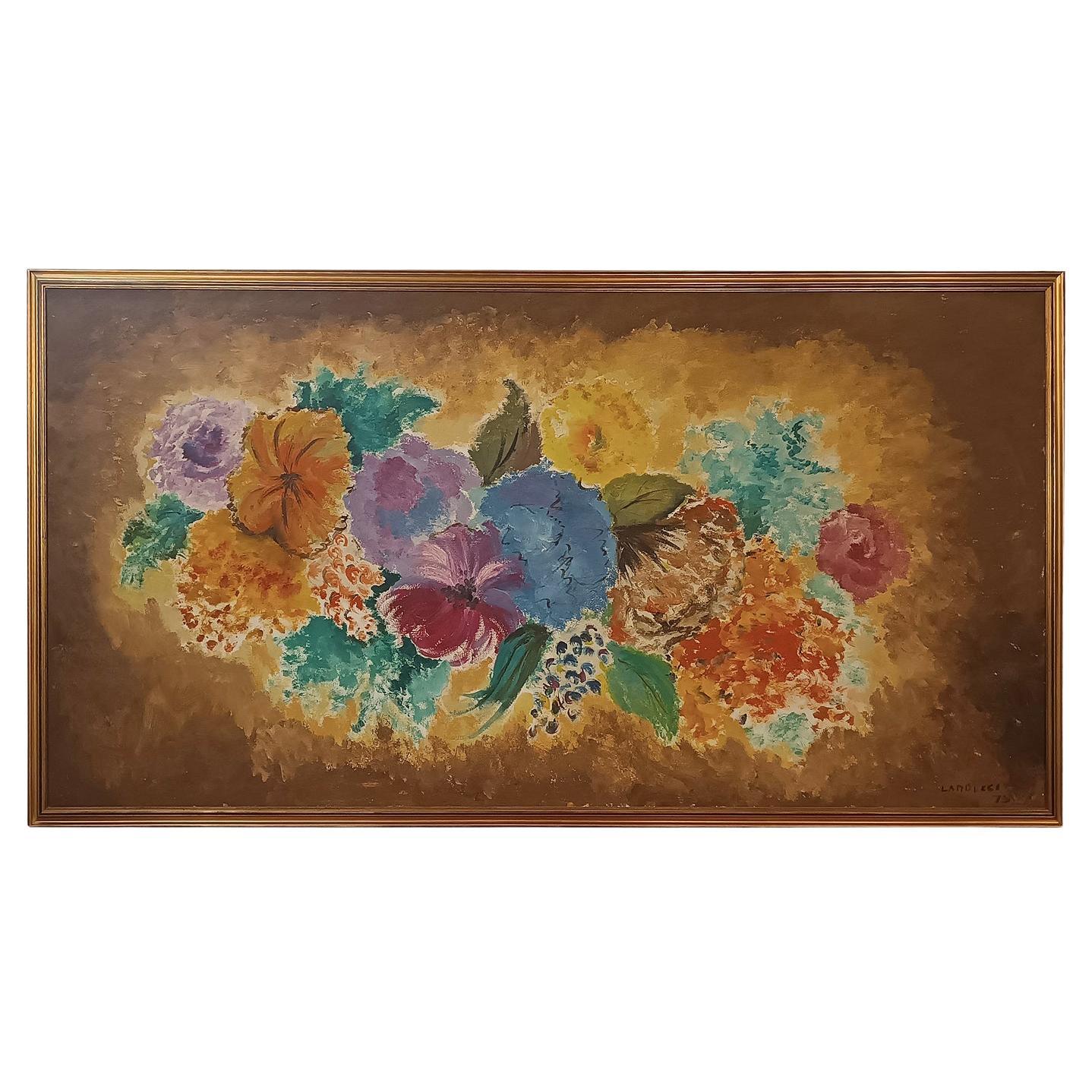SECOND HALF OF THE 20th CENTURY PAINTING WITH FLOWERS