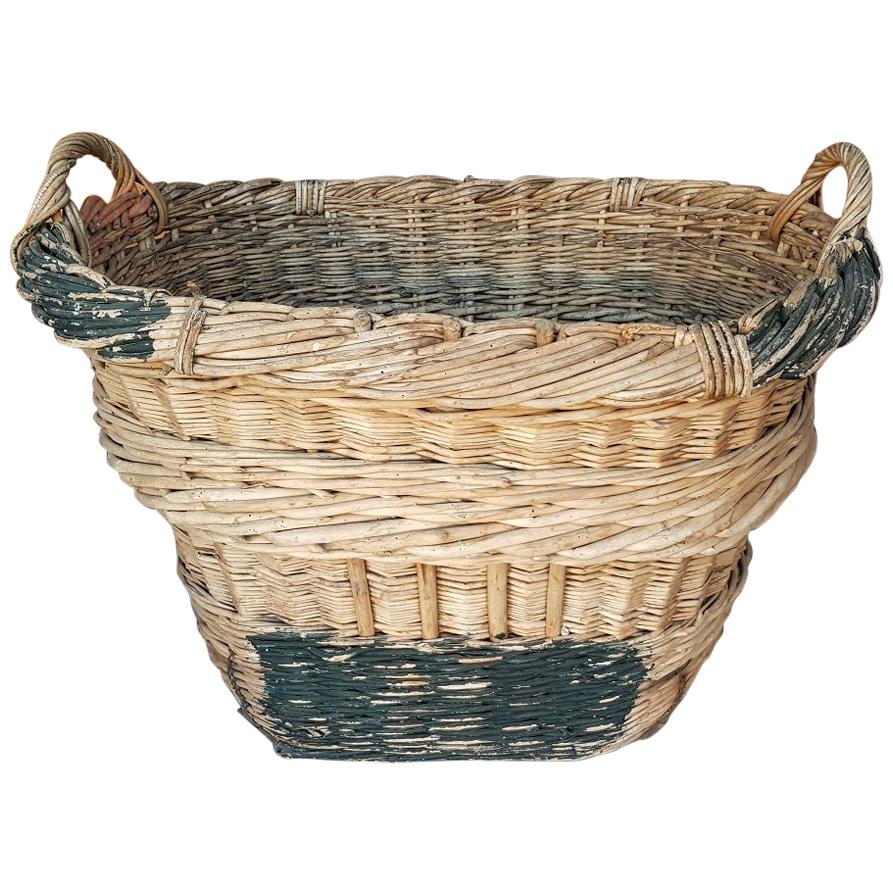 Second Half of the 20th Century Vintage French Champagne Wicker Grapes Basket