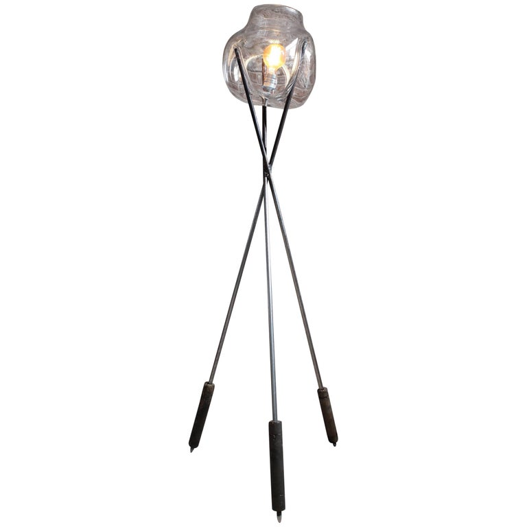 Handmade Crystal Glass Floor Lamp "Second Life", Modern, Industrial