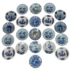 Set of 21 Blue and White Delft Plates Made 1770-1810