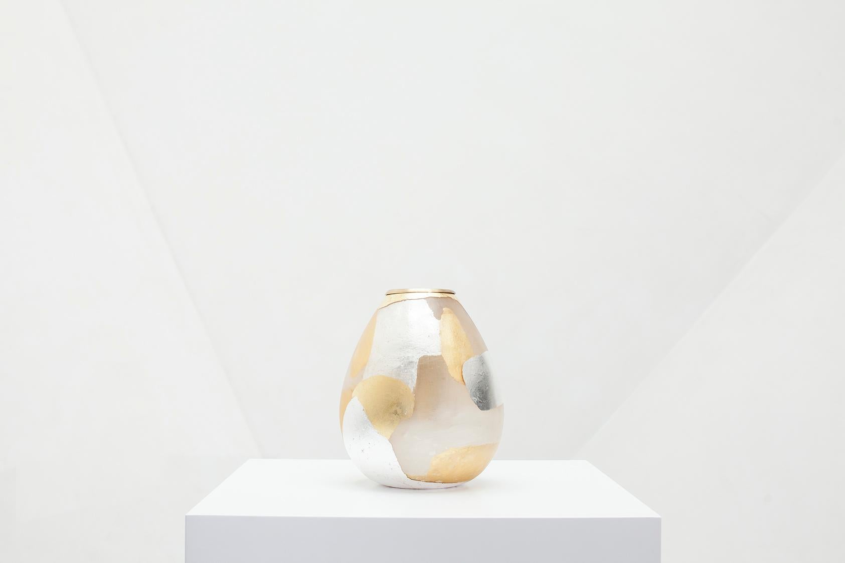 Contemporary Second Skins, Gold and Silver Flake Vase by Tamara Barrage for House of Today For Sale