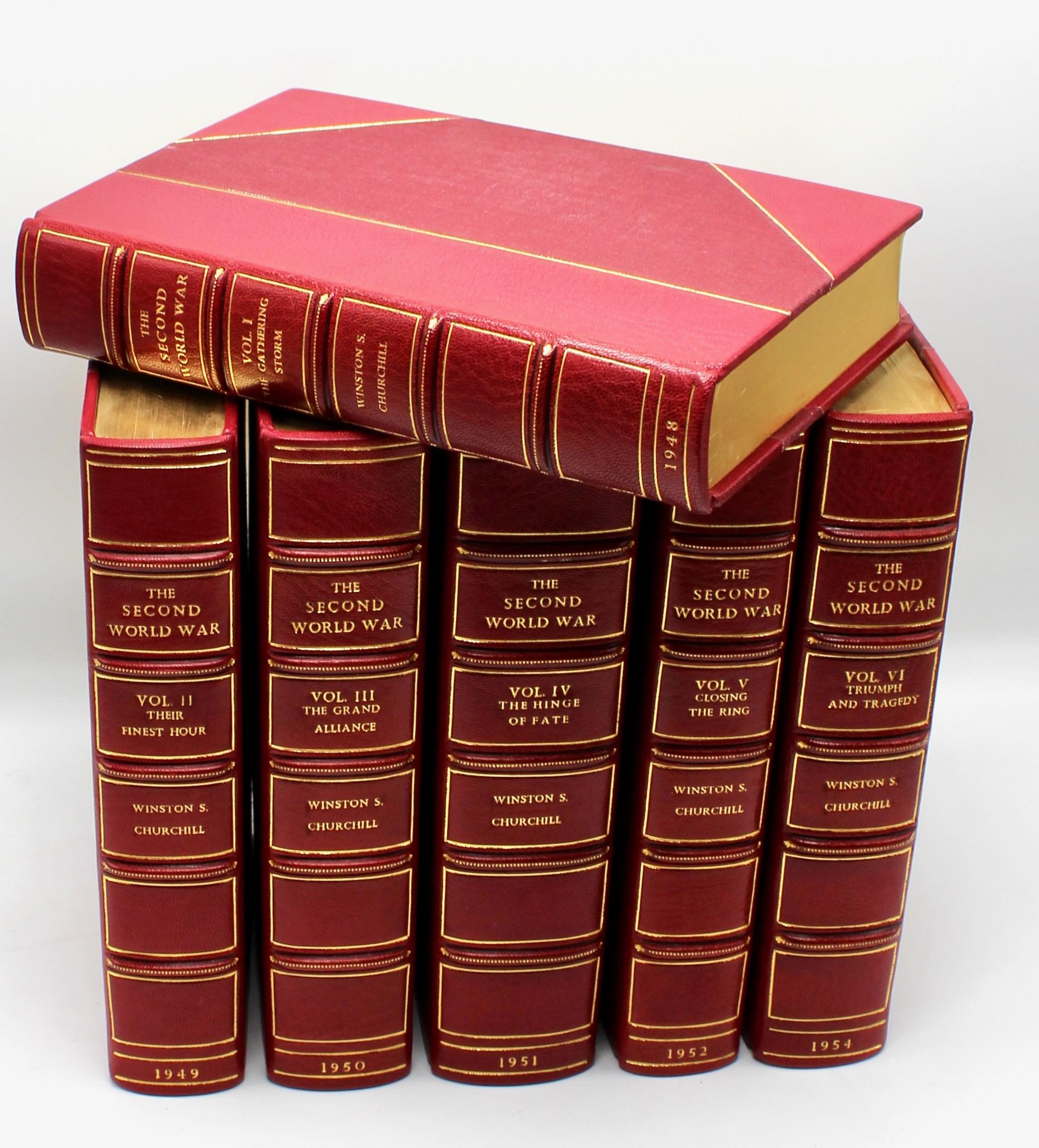 Churchill, Winston, The Second World War. London, 1948-1954: Cassell & Co. Ltd. First editions, 6 vols. Period Asprey bindings.

Presented is a first edition set of The Second World War. The first volume was published in 1948 and the final volume