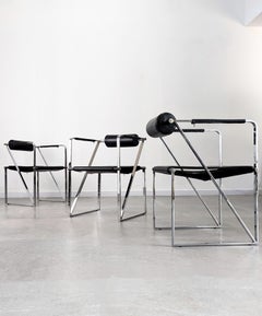 Chaise Seconda de Mario Botta version chromée Italie années 1980