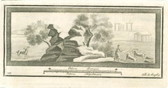 Paysage pompéien Fresco - eau-forte de Secondo De Angelis - 18ème siècle