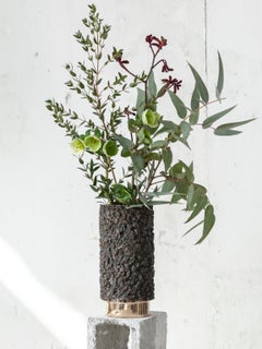 Secondo Fuoco Contemporary High Vase in Bronze and Slag