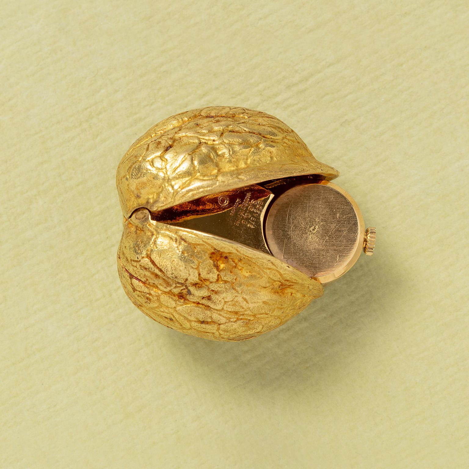 Geheimnis 18k Gold Georges Lenfant Walnuss Uhr im Angebot 2