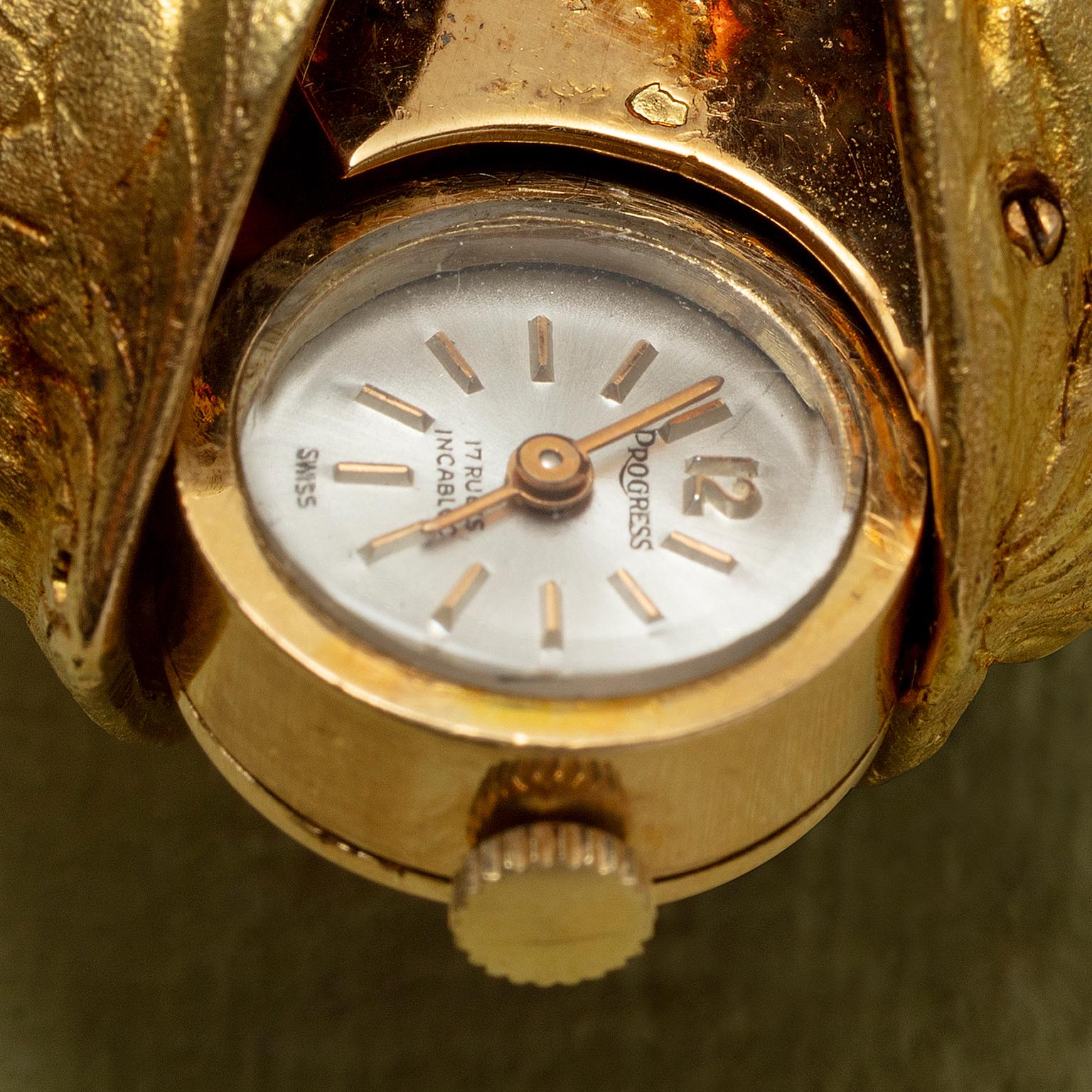 Geheimnis 18k Gold Georges Lenfant Walnuss Uhr im Angebot 5