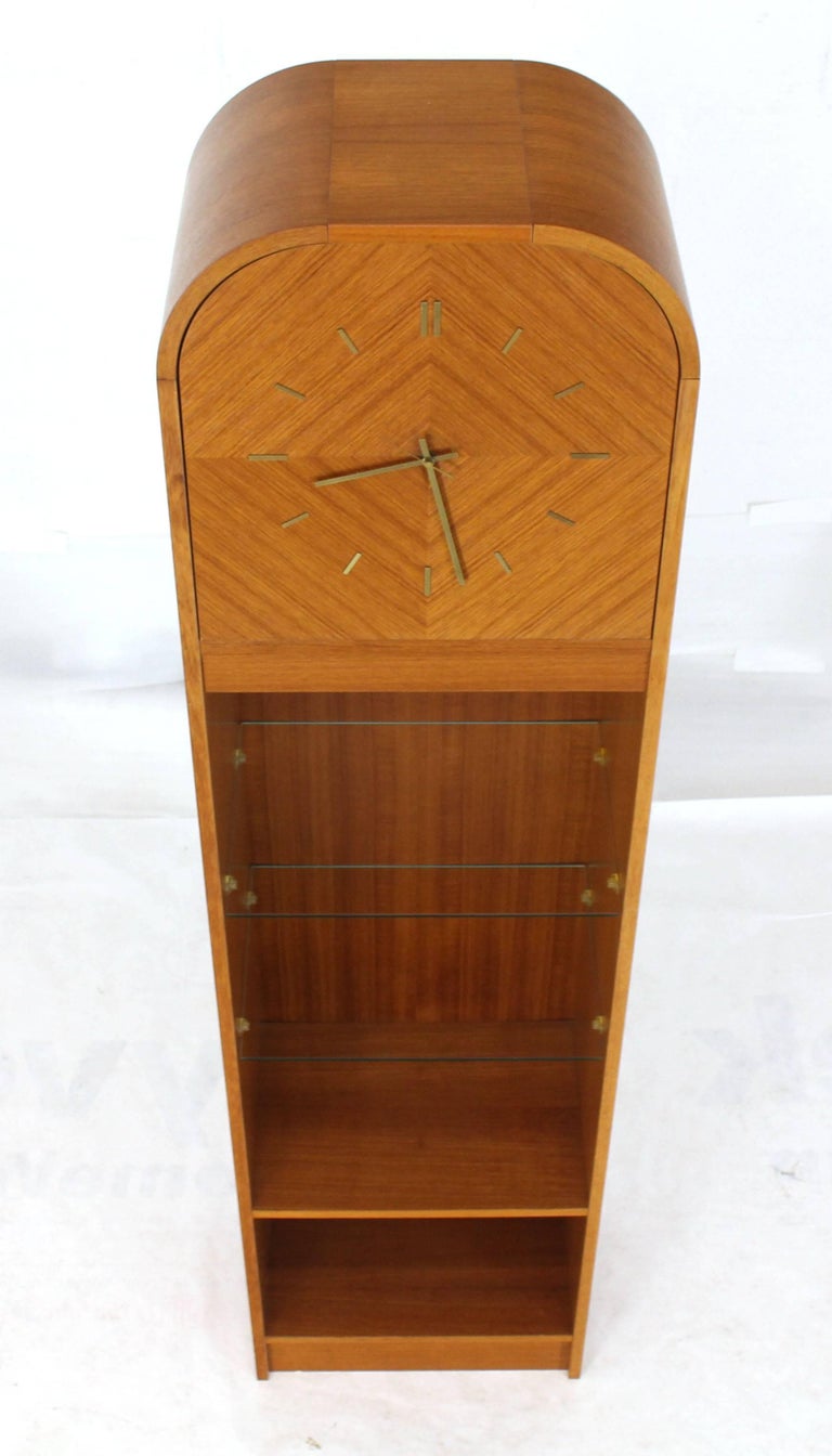 Secret Compartment Grandfather Clock Danish Modern Teak Bookcase Shelf