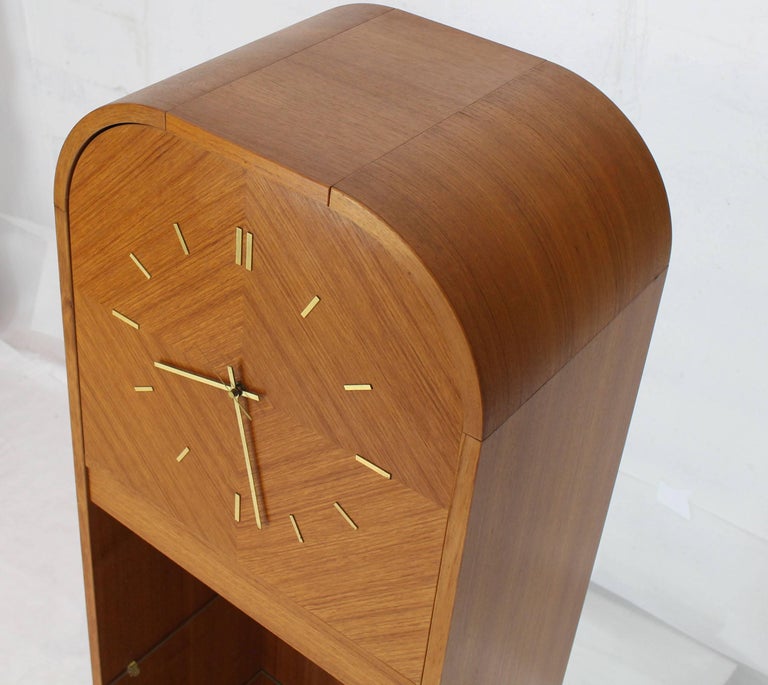 Secret Compartment Grandfather Clock Danish Modern Teak Bookcase Shelf at 1stDibs