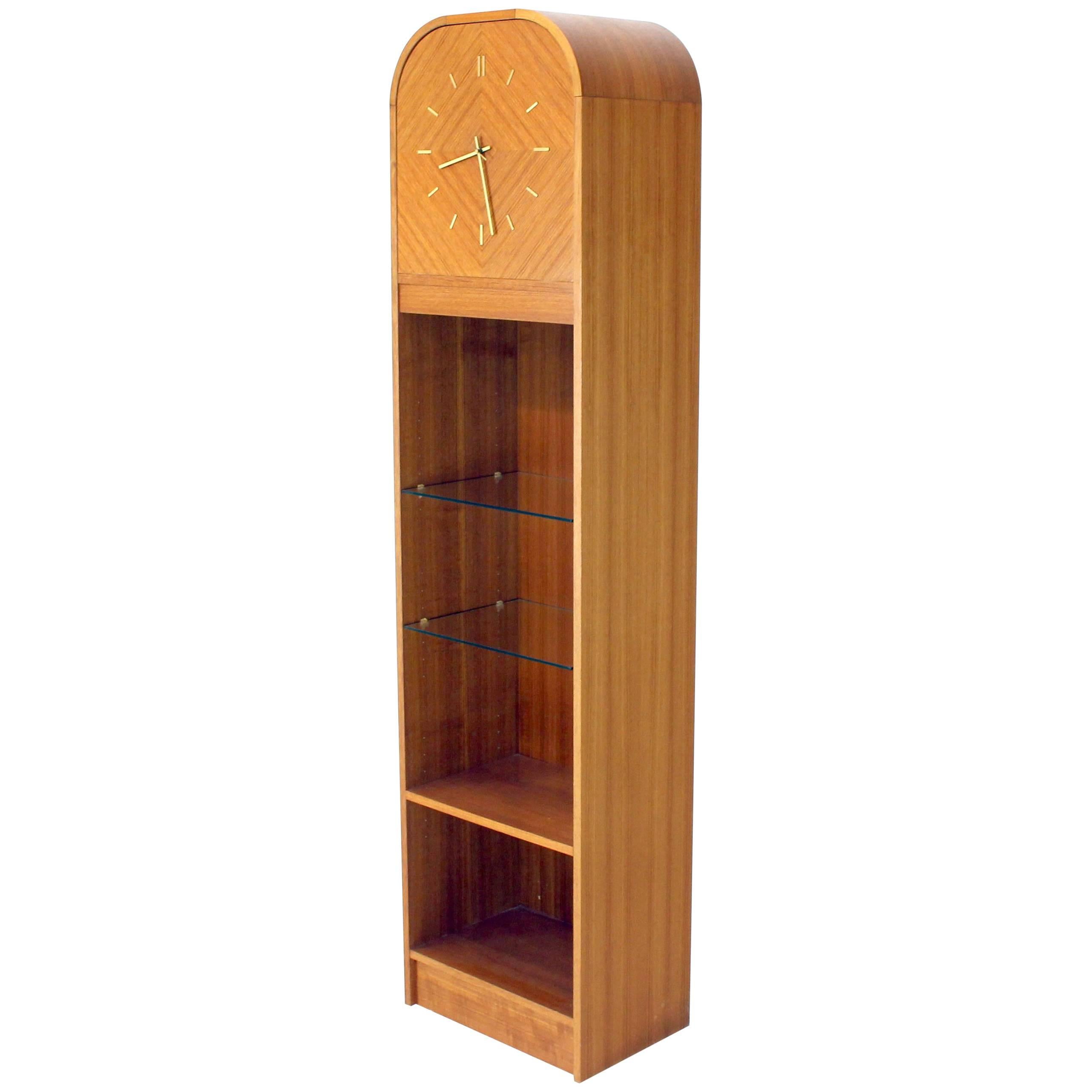 Secret Compartment Grandfather Clock Danish Modern Teak Bookcase Shelf