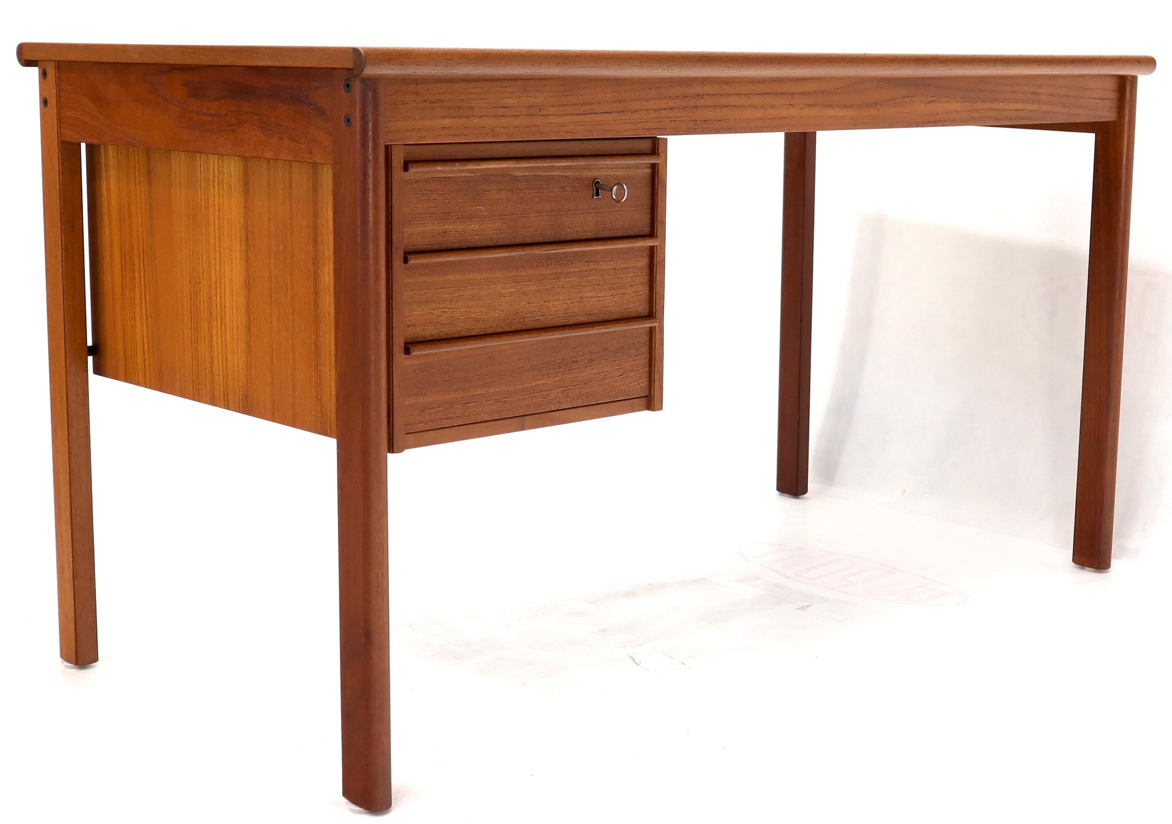 Secret Compartment Sliding Top Danish Mid-Century Modern Teak Desk 5