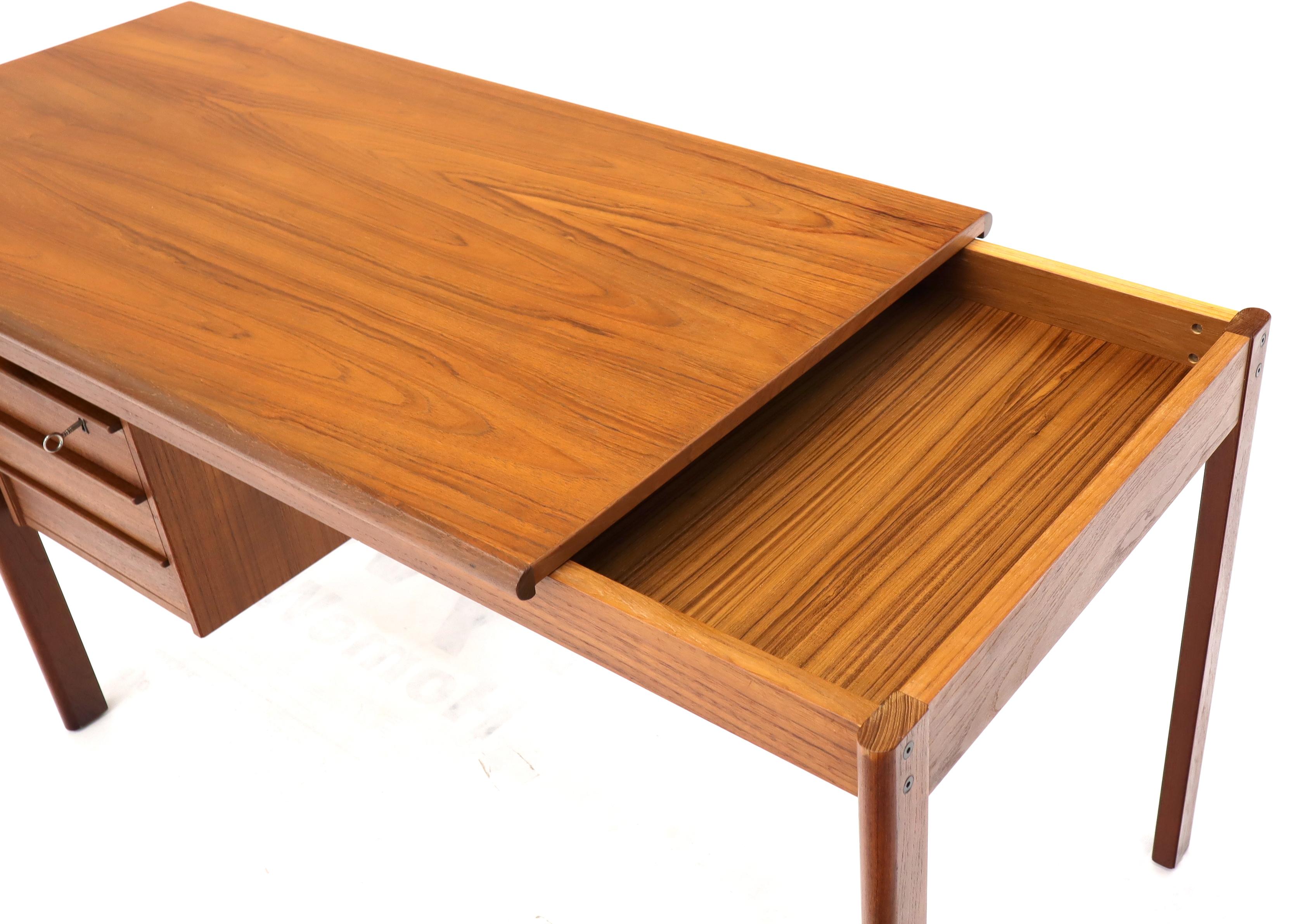 Secret Compartment Sliding Top Danish Mid-Century Modern Teak Desk 6